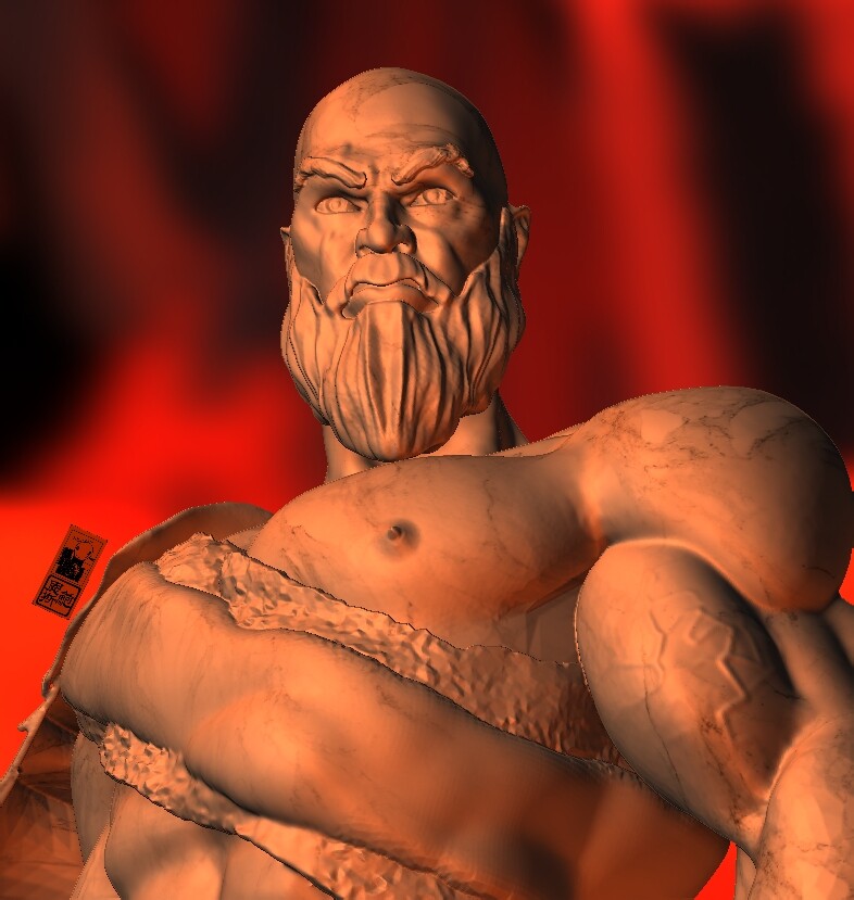 ArtStation A Marble of Kratos Stands Sentinel as Athens Burns