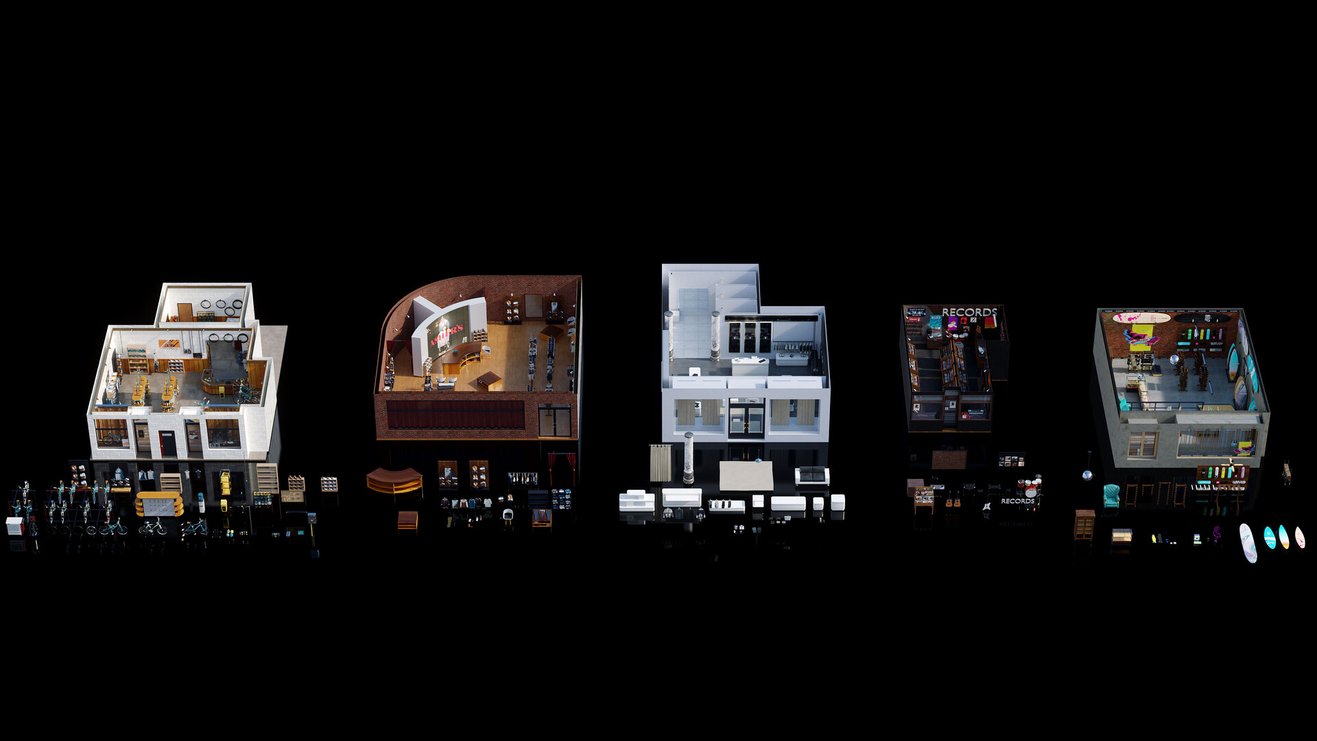 KitBash3D - "Retail Stores" - Premium 3D Models and Materials Kit