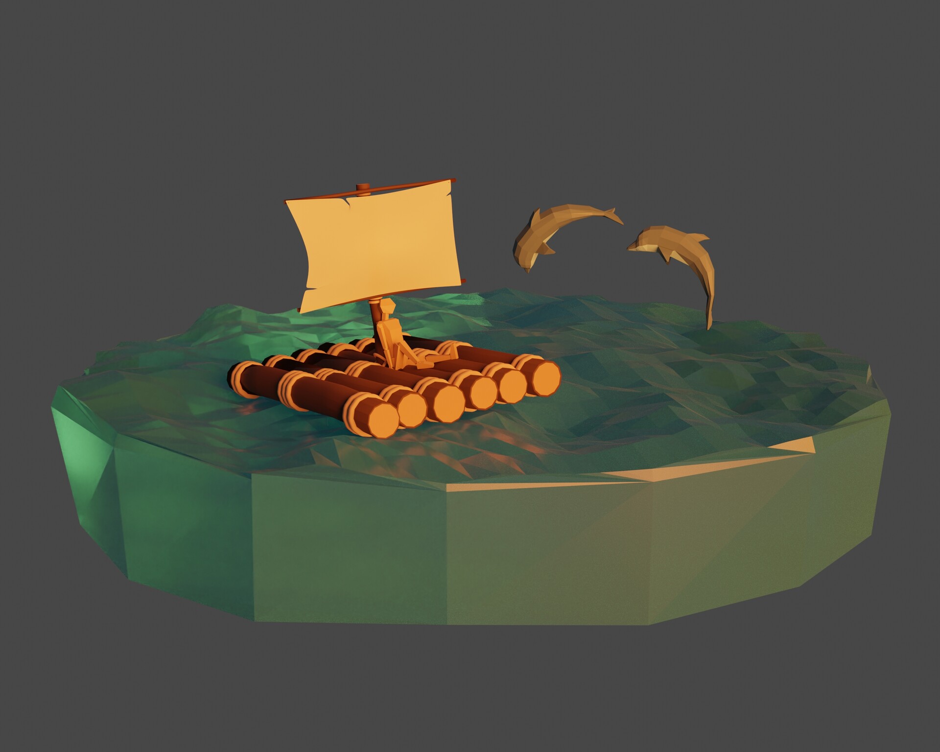 Mathieu Mas - Raft in the sea - 3D Model