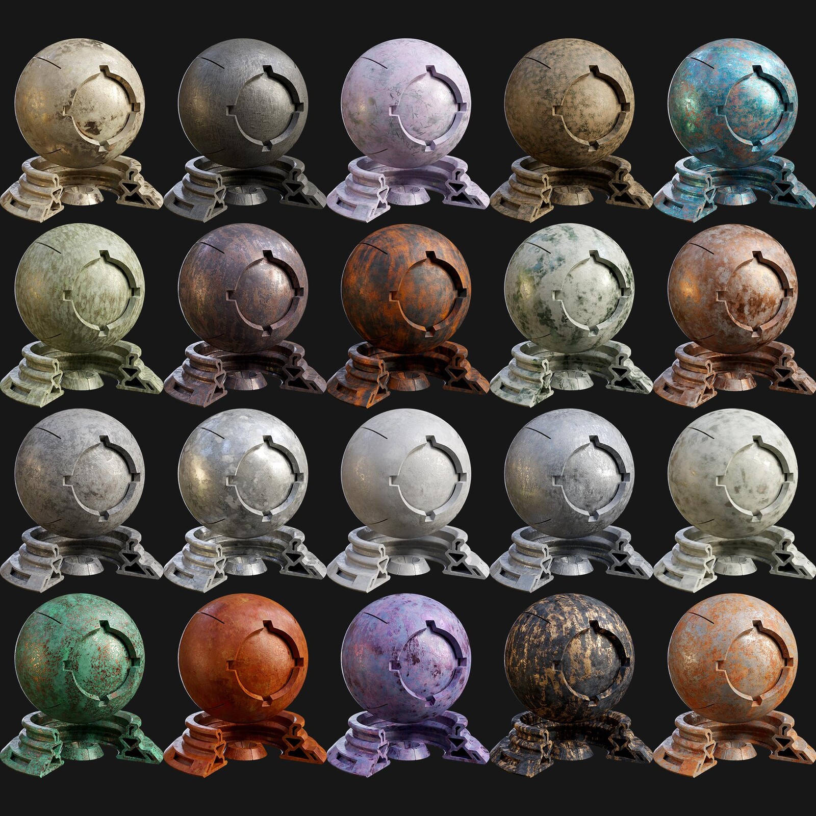 Plaster Patina Materials Collection | 20 PBR | Seamless | 4k + SBSAR