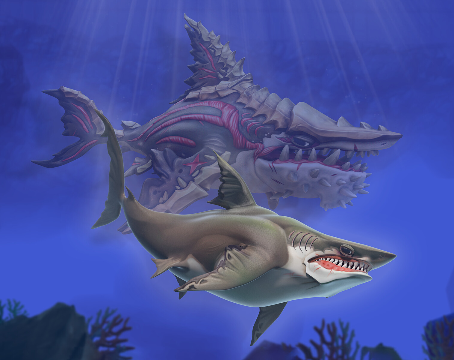Hungry Shark - Megalodon keeps in the shadows, only coming