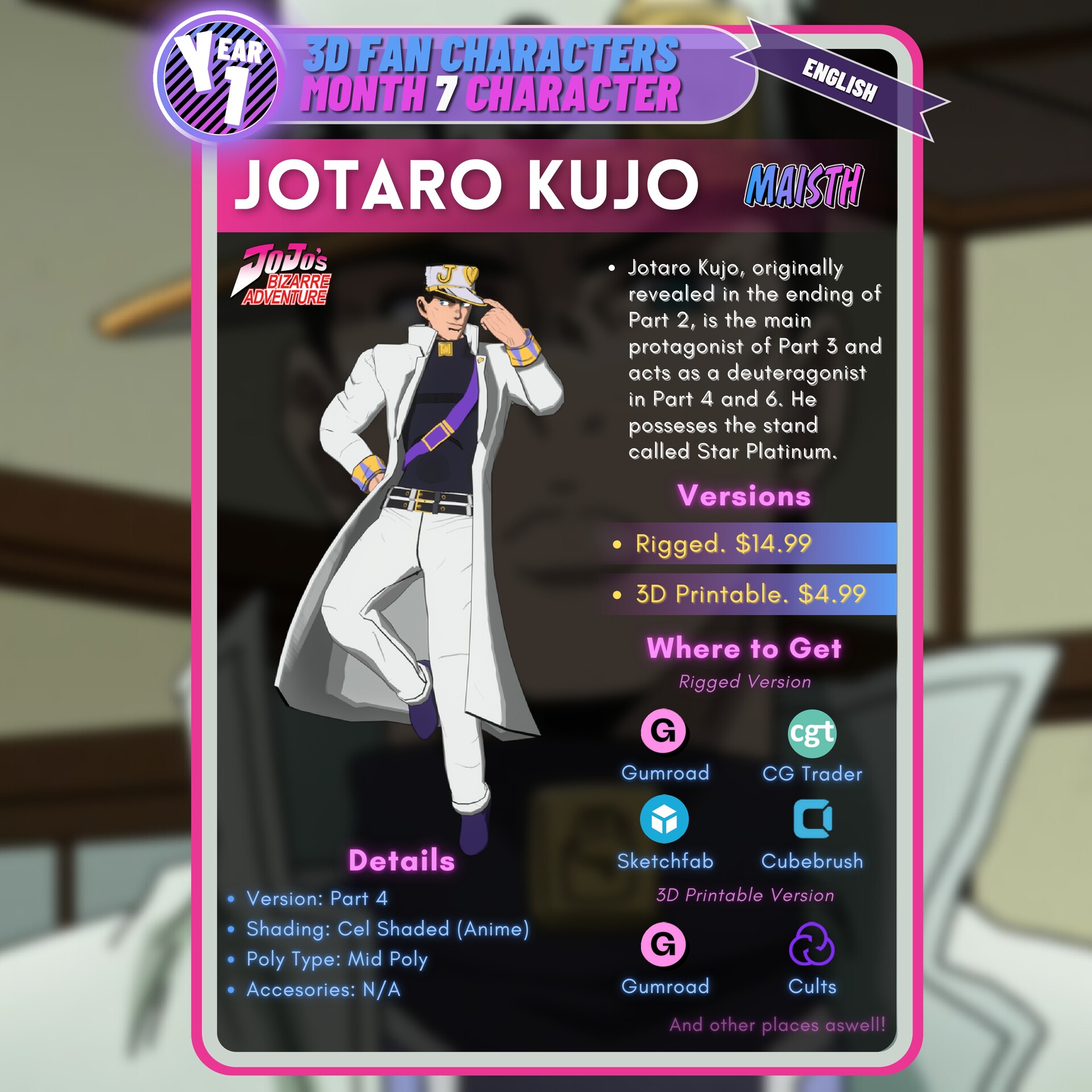 Fan Casting Scrub For Hire as Jotaro Kujo (Part 5) in JoJo's Bizarre  Multiverse ( Parody Series) on myCast