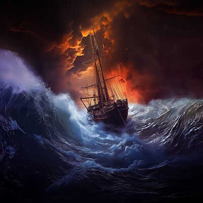 Fabien burgue akador photo of a boat undergoing a sea storm huge thunders wi ca9a2269 fdb7 461c 9700 6e7c5d259ec3 edit