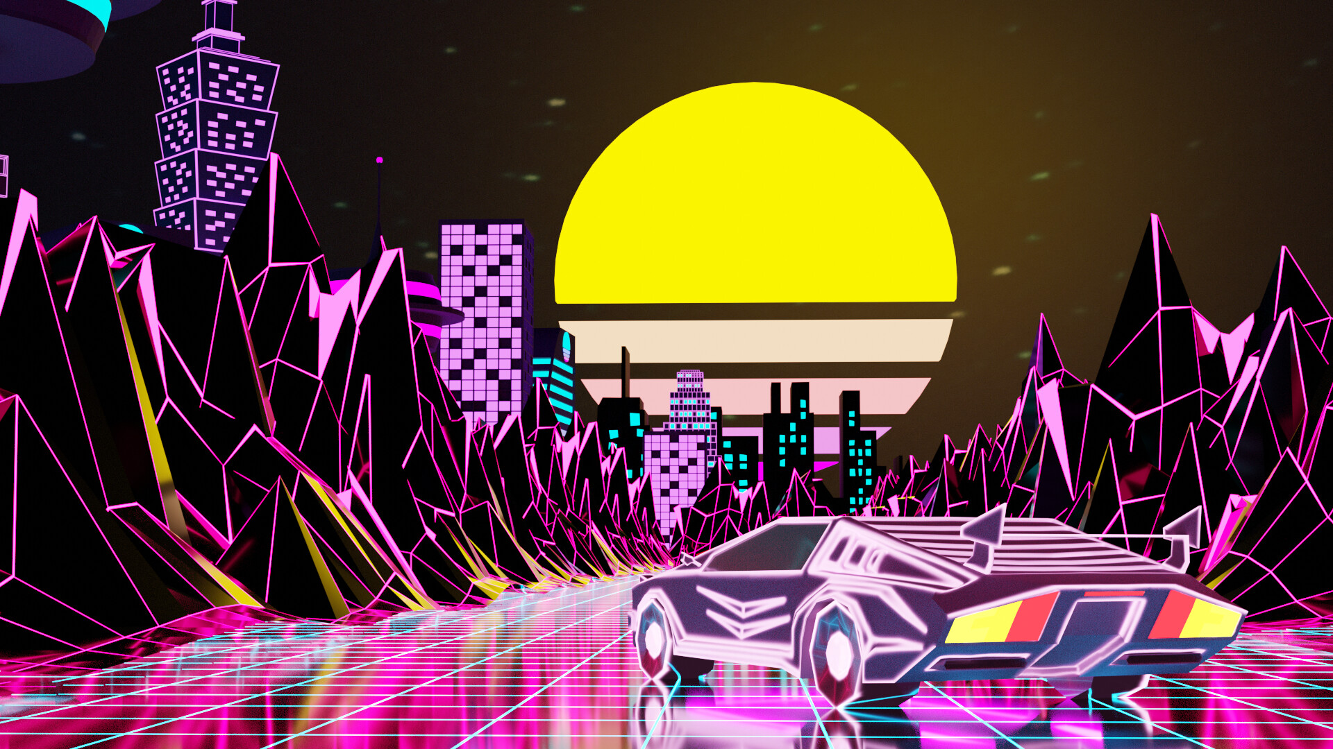 ArtStation - Racing vaporwave style videogame