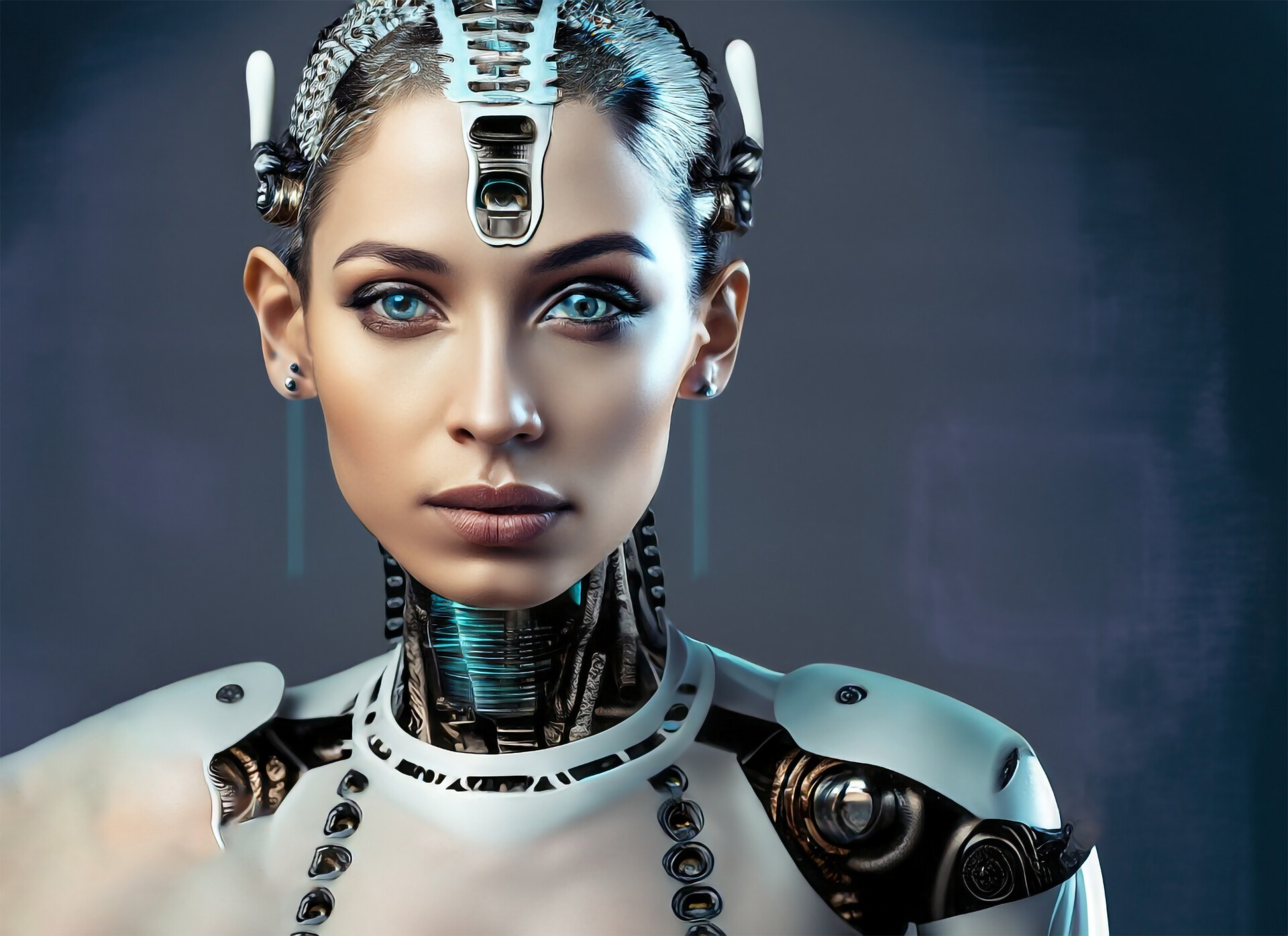 ArtStation - Close-up portrait of a female robot. 3d rendering ...