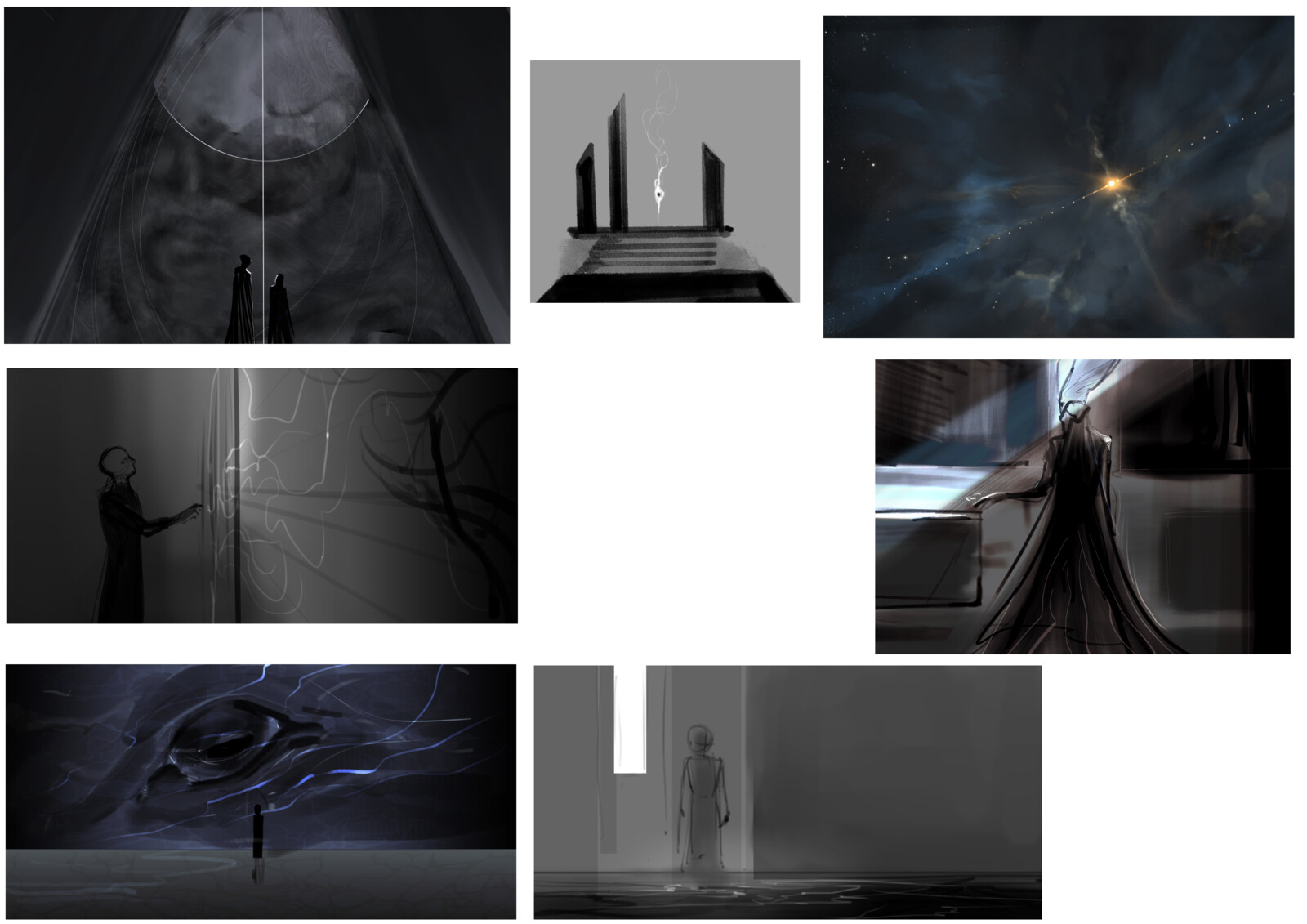 various thumbnails/quick scenes from my own writing (2022)