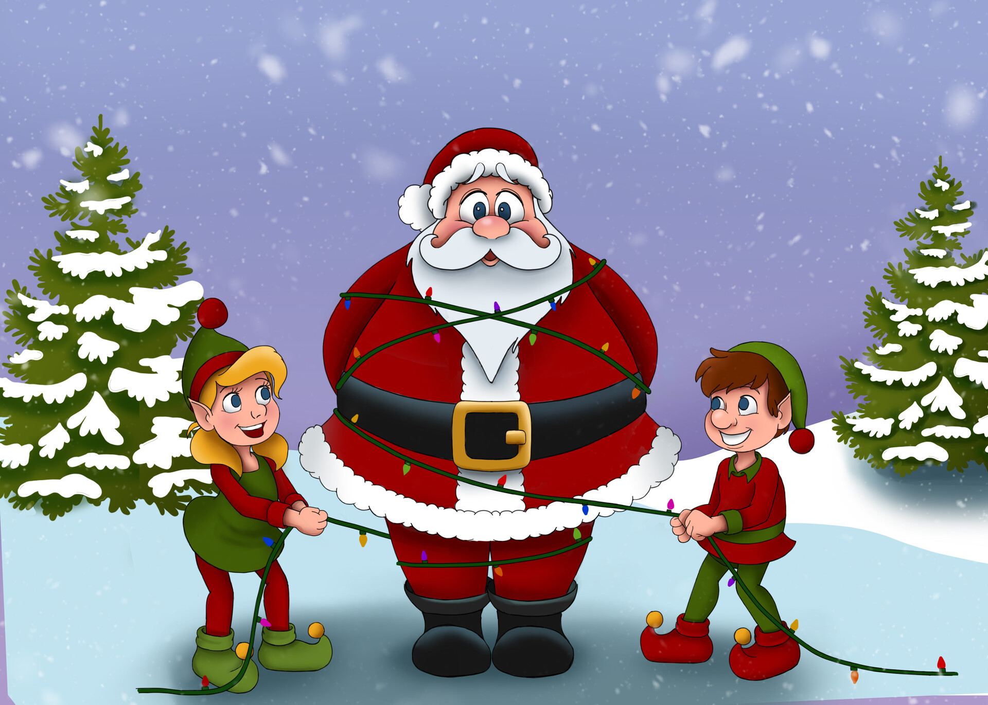 Santa and cheap his elves