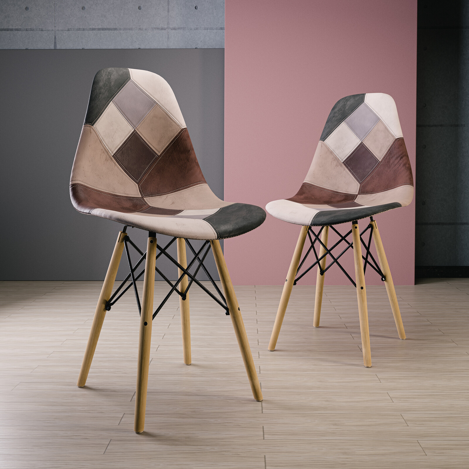 Harsh Koshiya Patchwork Leatherette Dining Chair