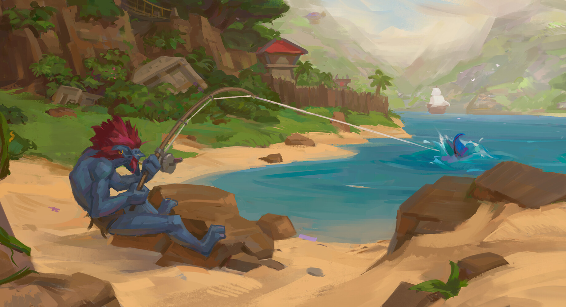 ArtStation Fishing Troll [WoW fanart]