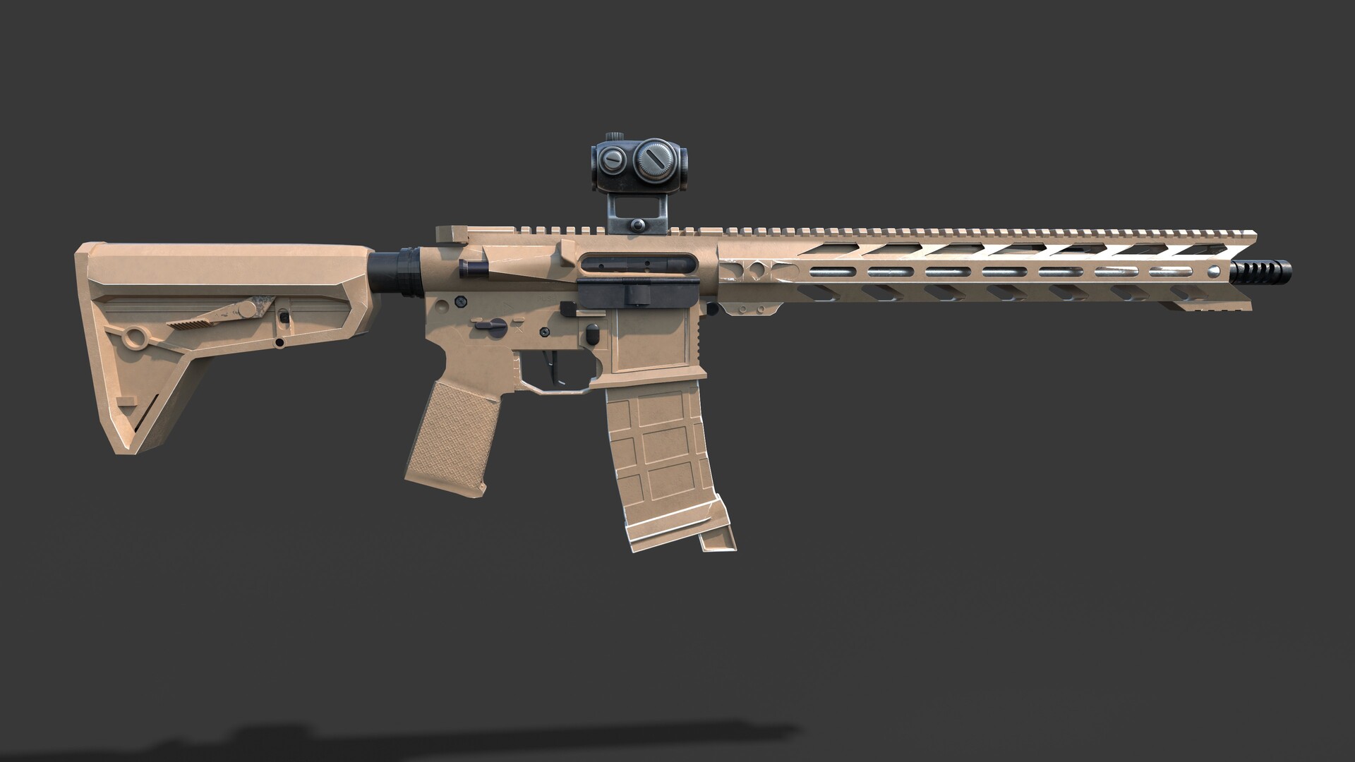ArtStation - My First Rifle with Red dot Scope