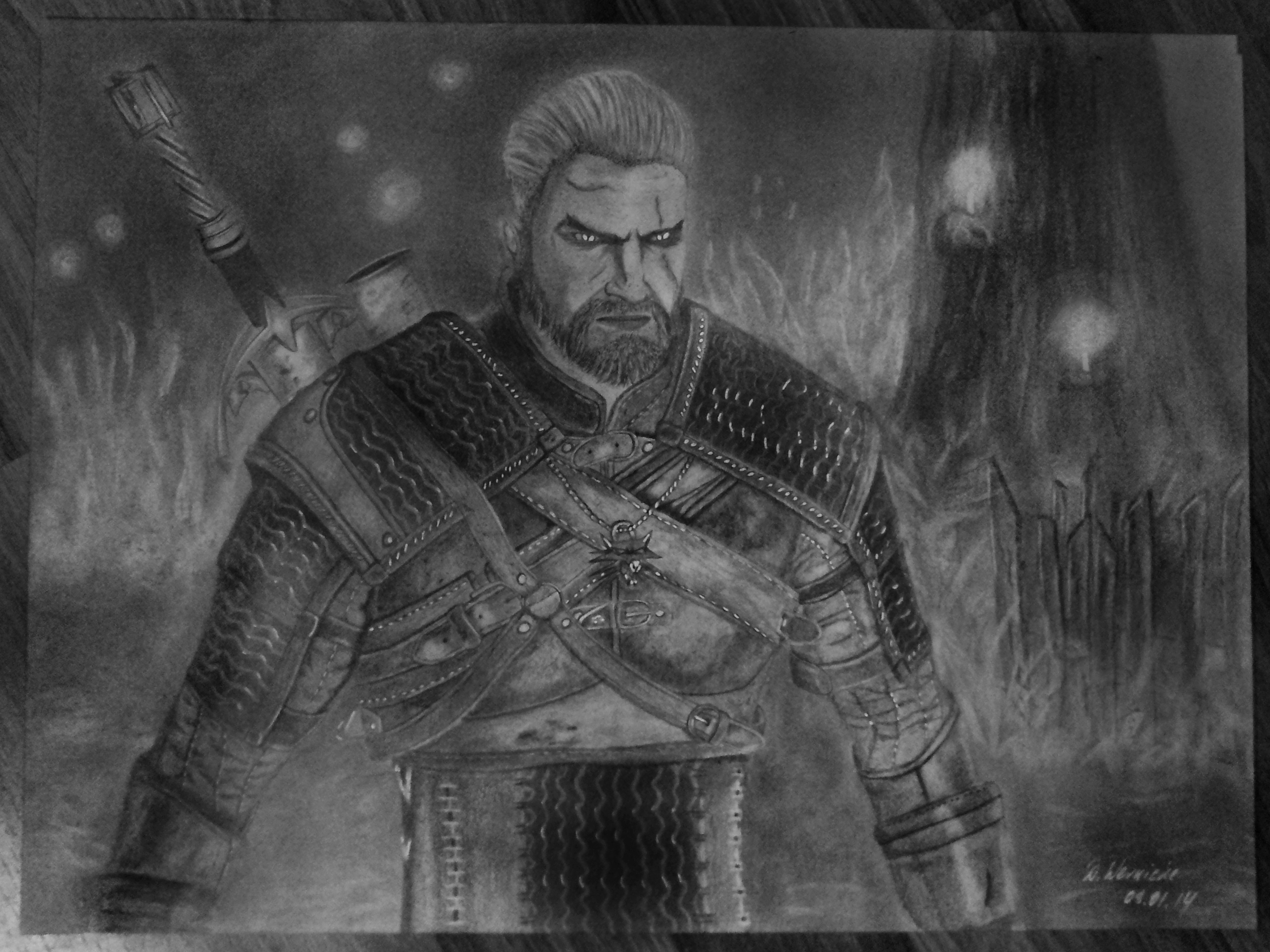 Geralt of Rivia (2014, DIN A3)

Witcher 3 Fan Art - You wouldn't believe how hyped I was for this game. Something like that never happened again after this one came out a year later.