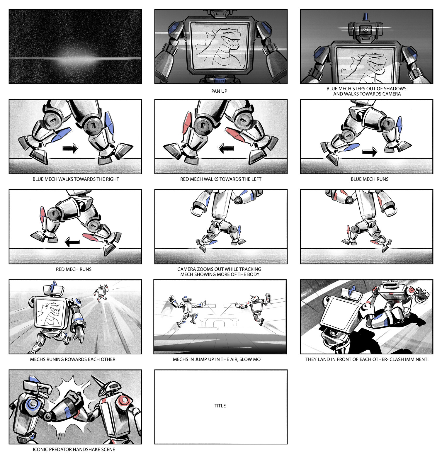 Storyboard for a short cinematic