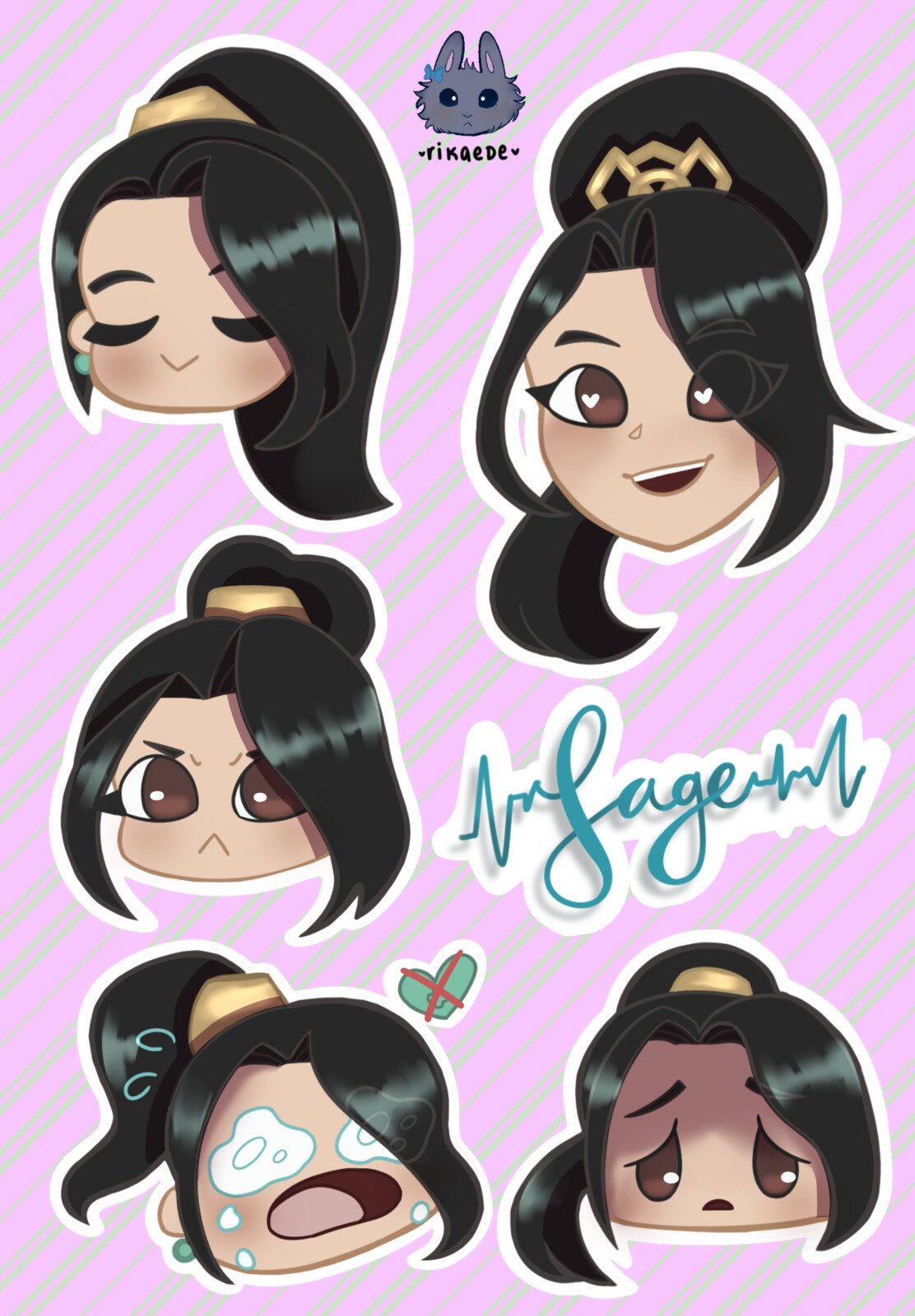 Sticker sheet of Sage from Valorant, finished 15 Oct 2023