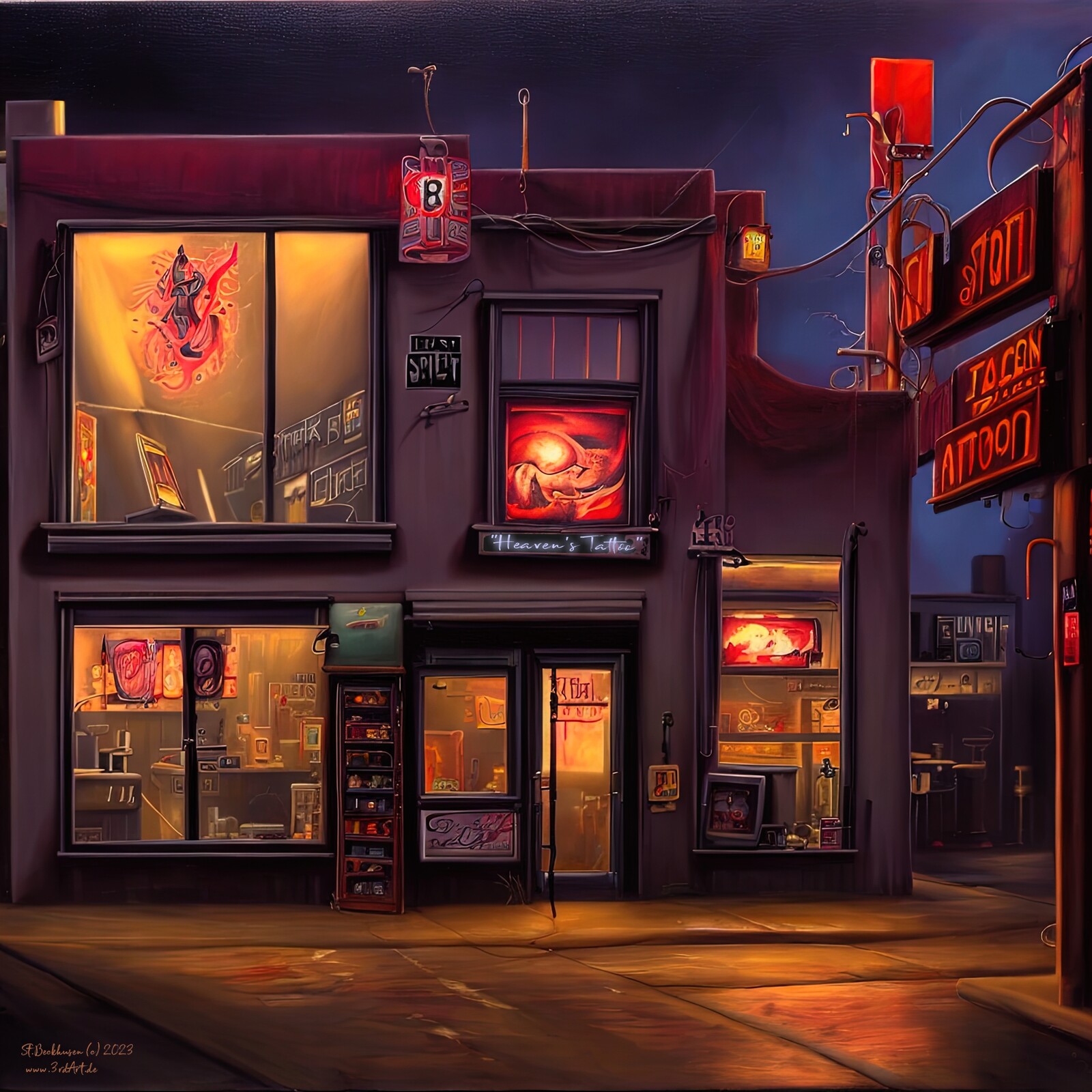 Art Prints etc: 
https://www.artstation.com/prints/art_print/P6QOk/dark-city-tattoo-studio