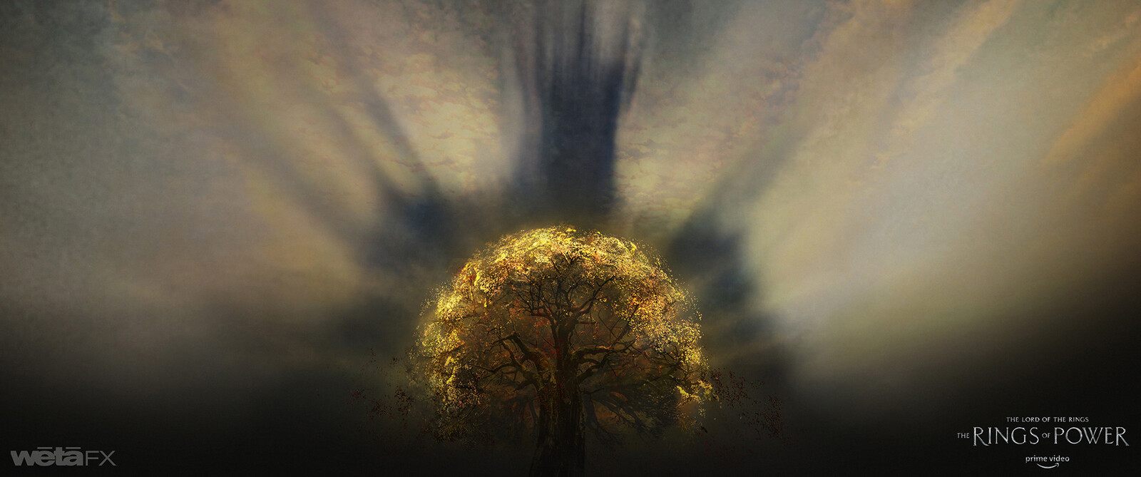 This was close to what ended up in the prologue of episode 1, utilizing an atmospheric shadow of Morgoth growing as the tree's light is extinguished.