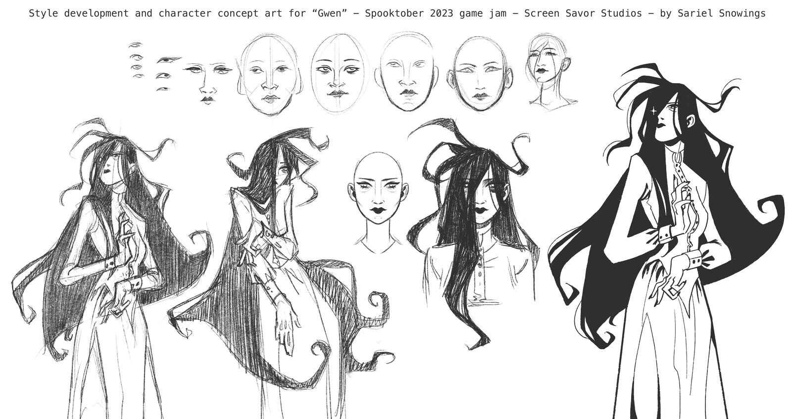 Visual development and concept art for Gwen.