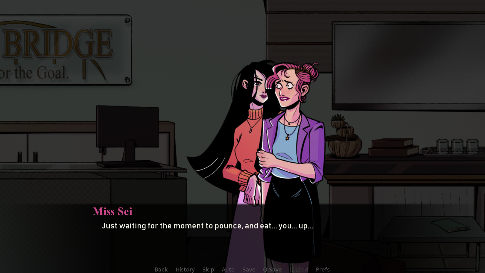 Screen capture from the game (backgrounds by Sidhe Ilustra)