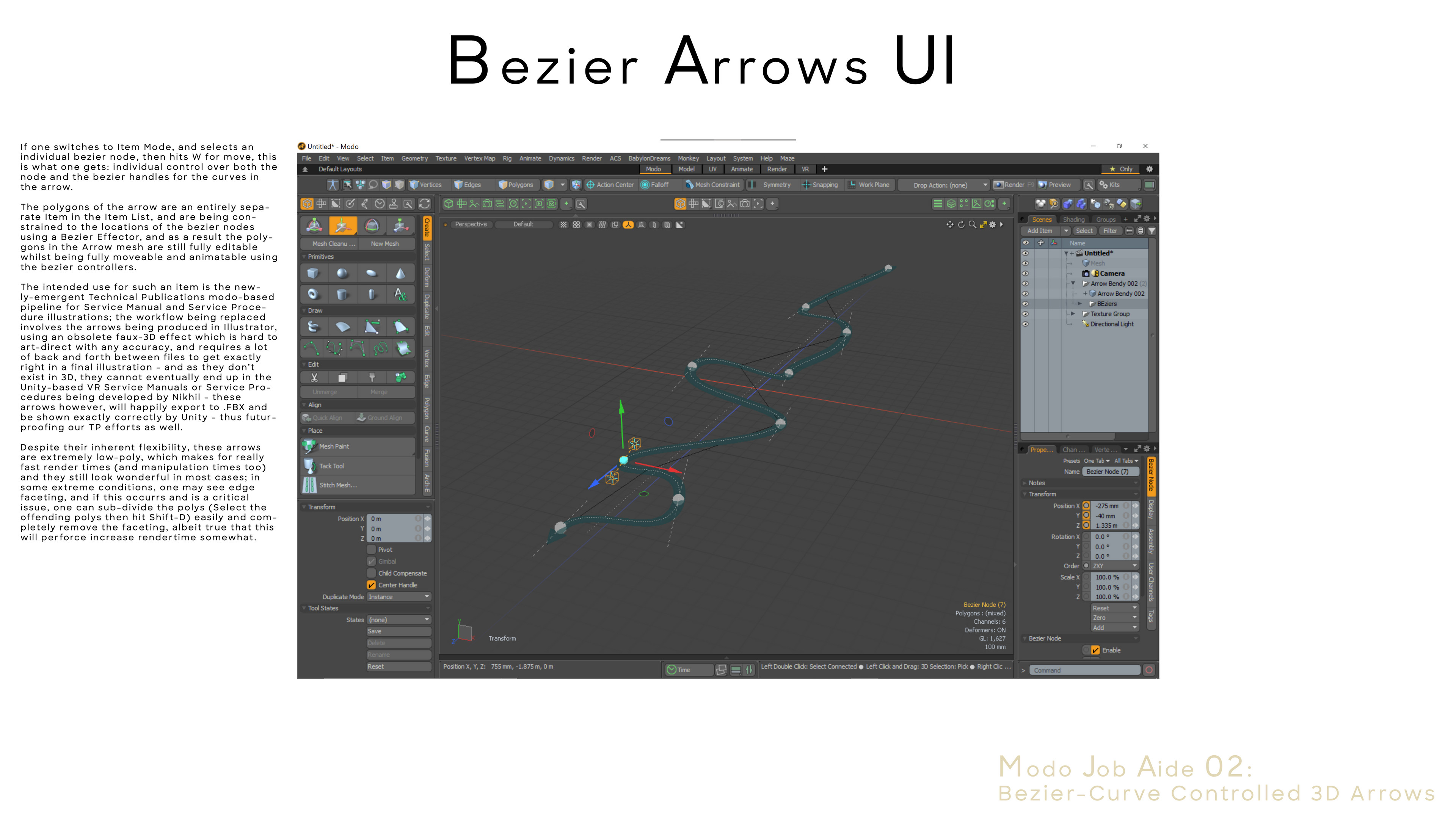 Part of an internal Job Aide meta doc I created to explain use of the bezier flexible arrow preset I developed, used and deployed for Lucid Motors.