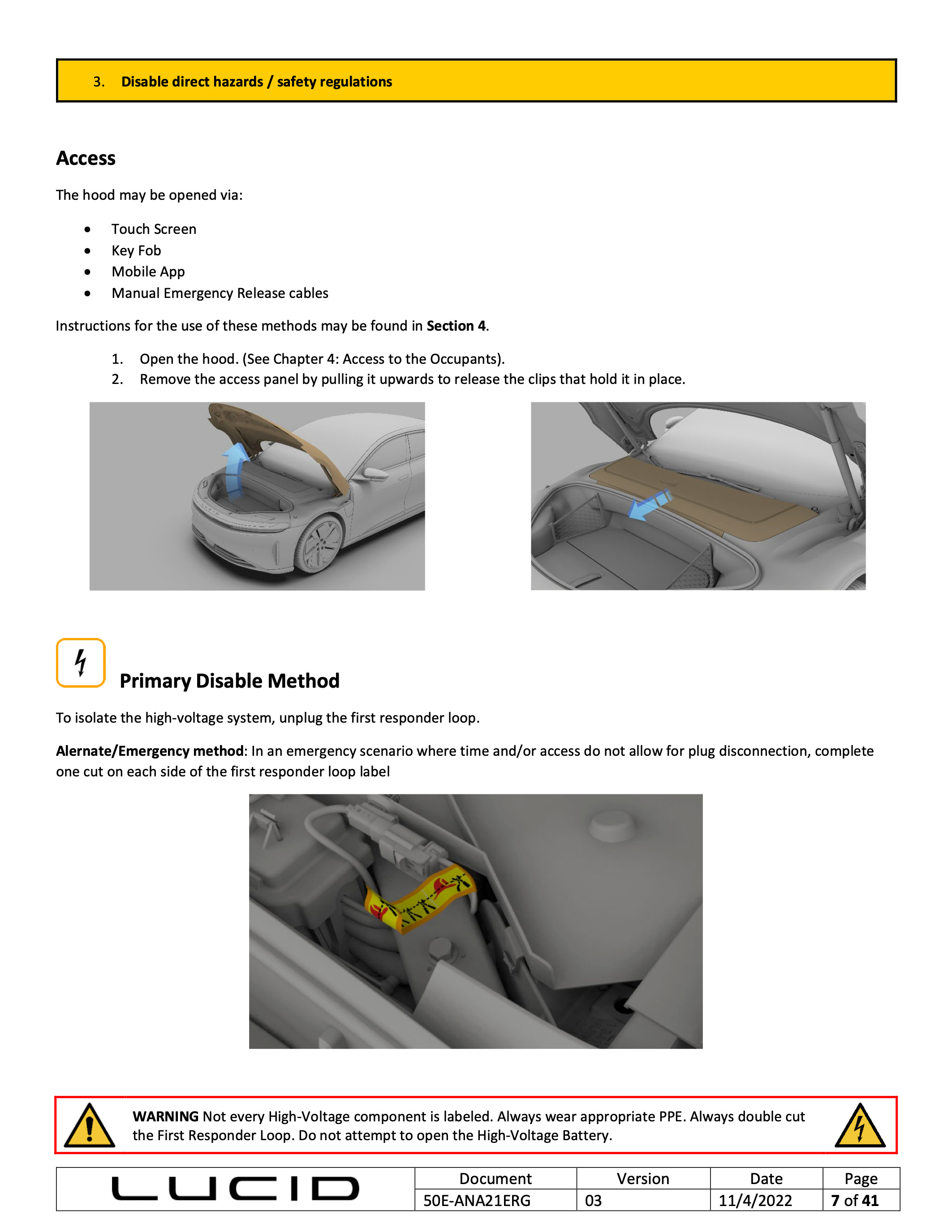 These are whole-page excerpts of ERGs &amp; Safety Sheets (available publicly on Lucid's website). In this one, Dan was unable to correctly deform the cutloop label to fit; I deformed it in Modo.