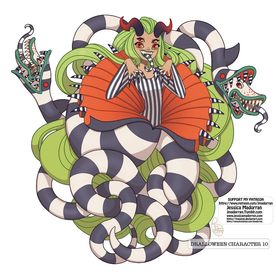 October 2023 Patreon - Drawlloween Character 10 - Beetlejuice Sandworm