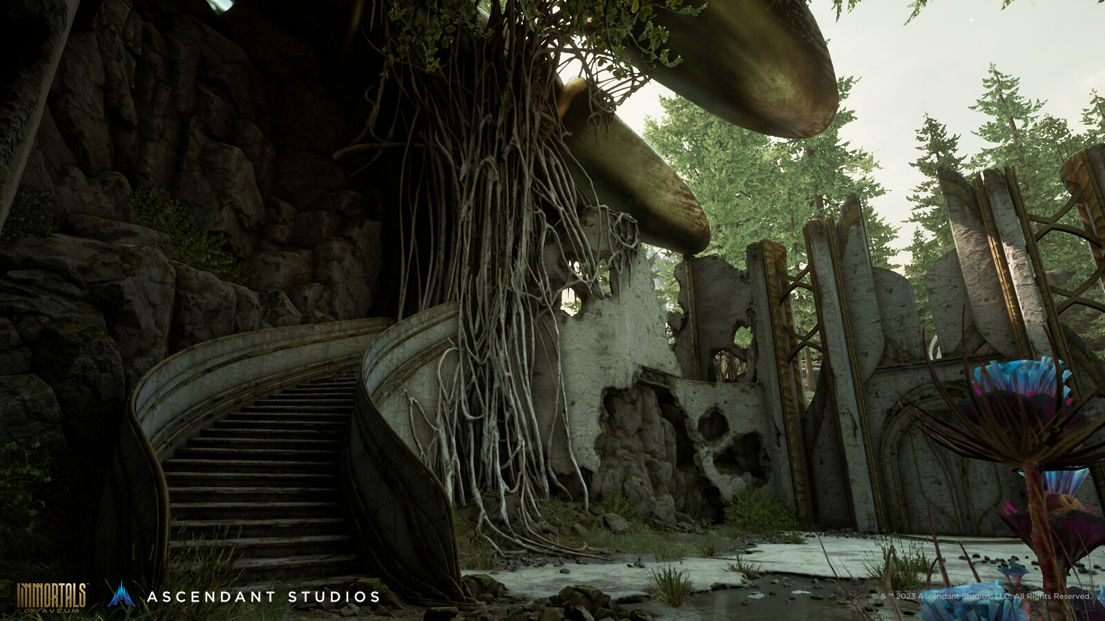 Example area in the level "Ruins", showing the vines assembled.