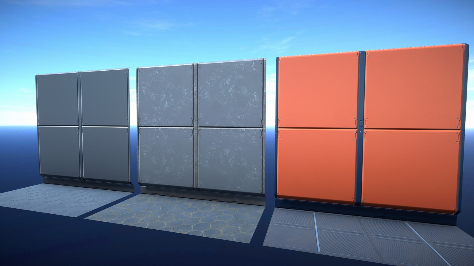 Sample of material variations using exposed shader properties