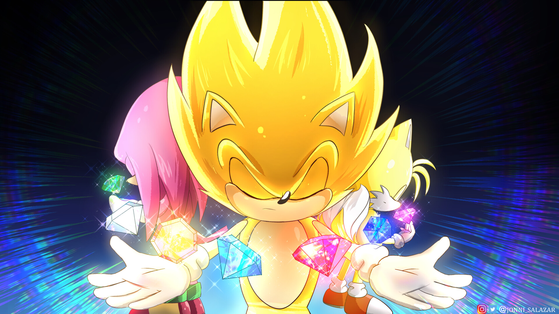 ArtStation - Super Sonic, Tails and Knuckles 💎 Super Team Sonic