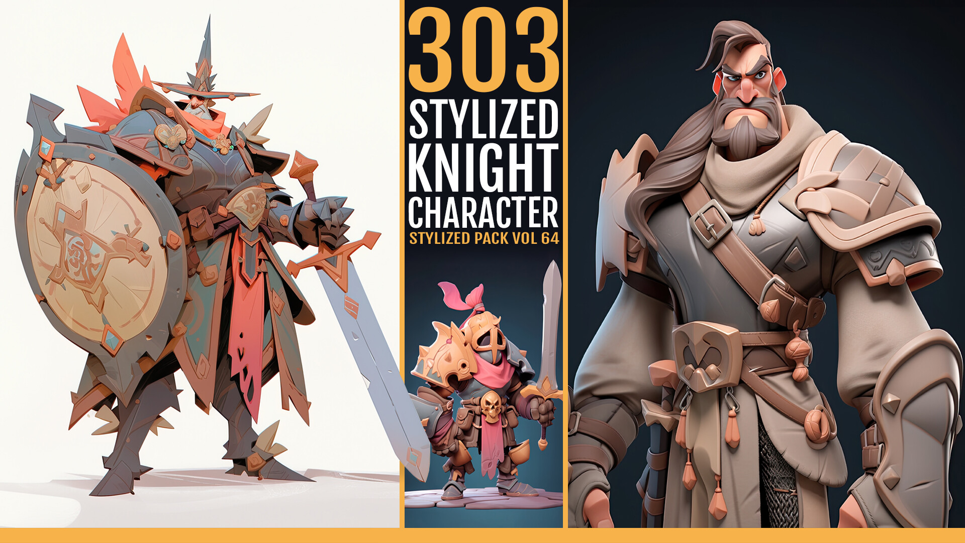 Artificial Dimension - 303 Stylized Knight Character VOL64