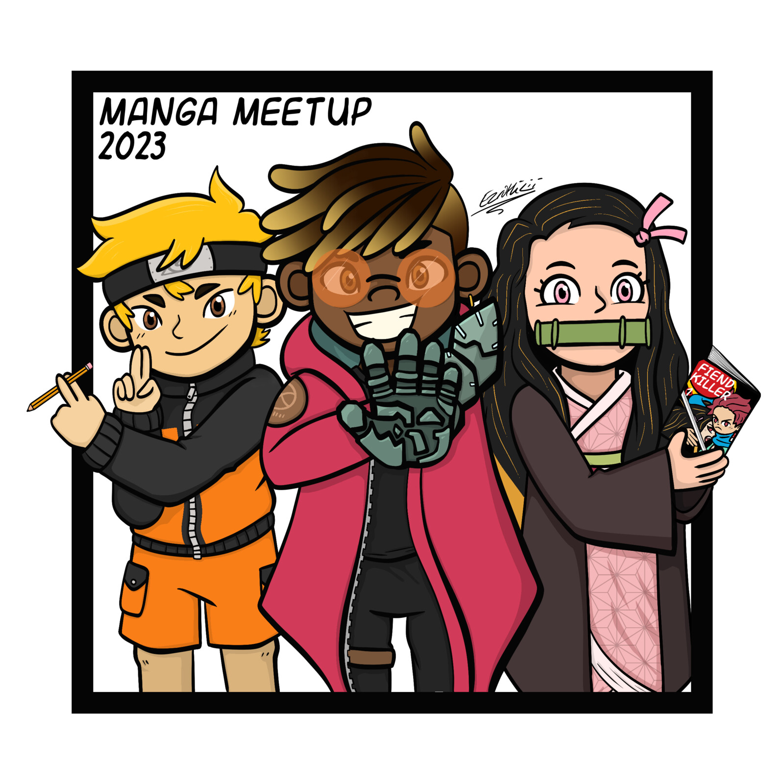 Finalised look of the logo. This design was made in mind for the square print sticker, the same as Manga Meet-Up 2022.