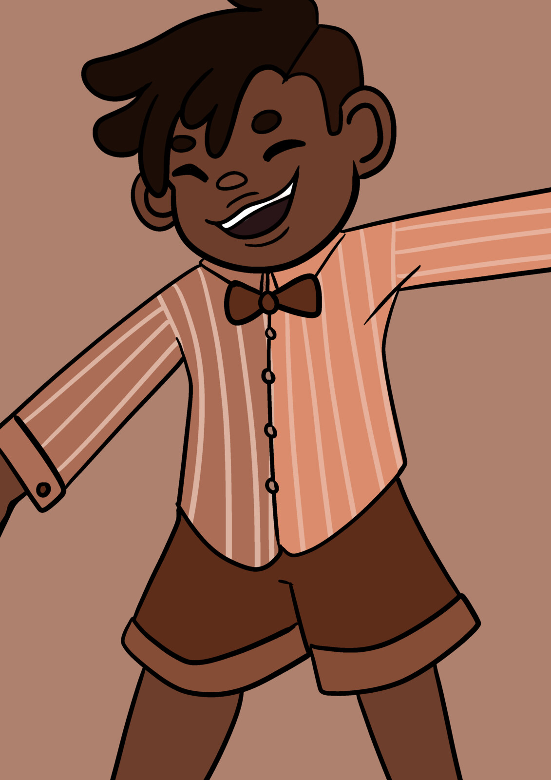 A character created in collaboration with a student who wanted to create food inspired characters. This one was based on old striped sweet wrappers and milk chocolate.