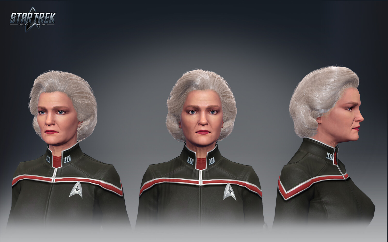 Captain Janeway - rendered in the Cryptic engine. I was responsible for final integration work and polish.