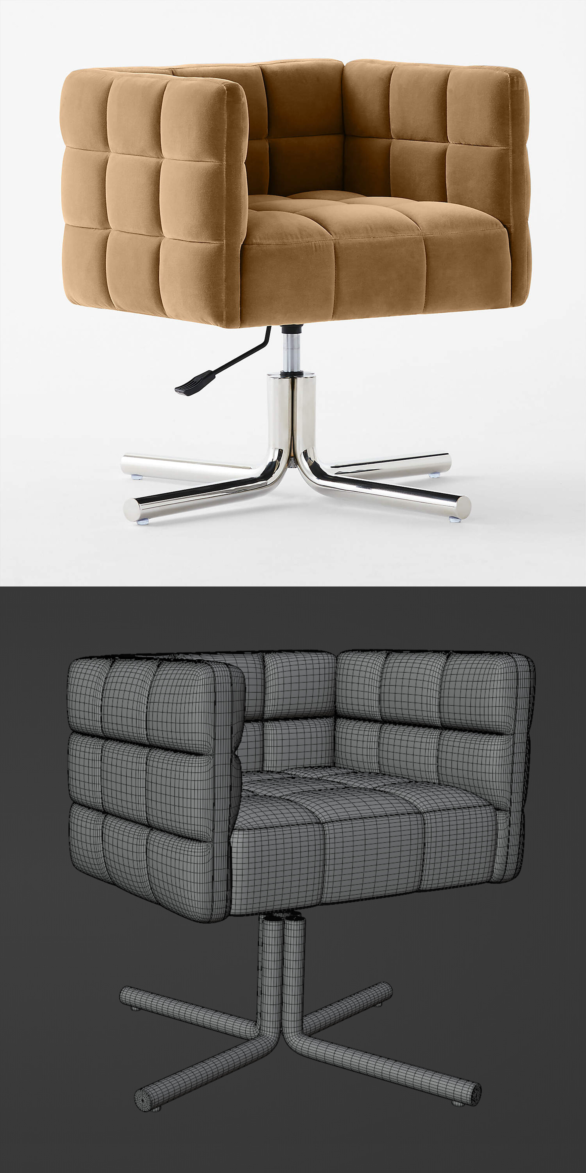 Camel velvet top chair