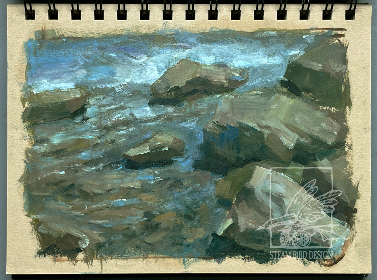 Coastal Rocks at Llanca, Spain / 6x8 Plein-air sketch.
