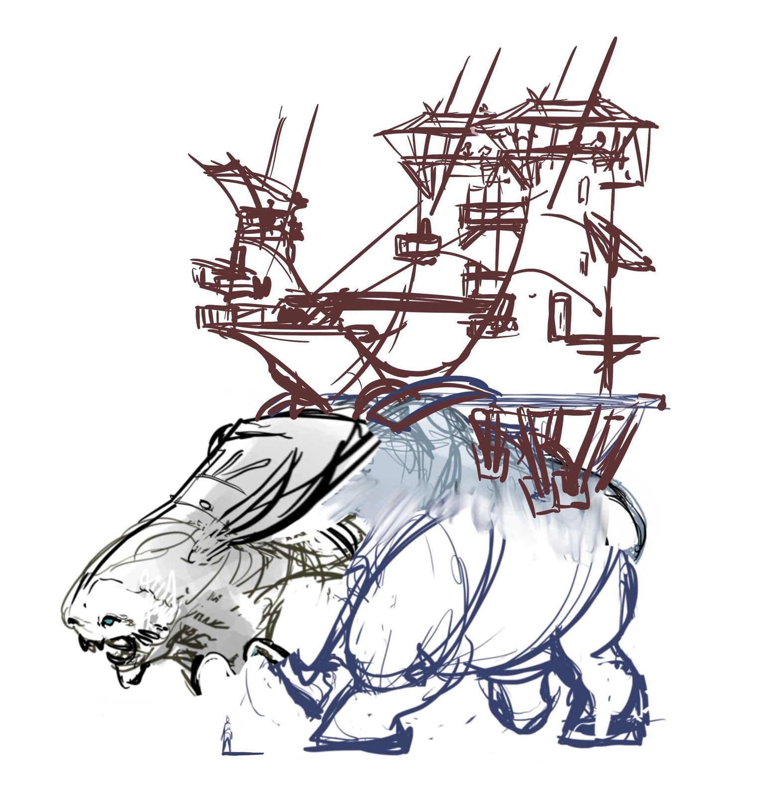 A second howdah sketch. Again with figure to show scale.