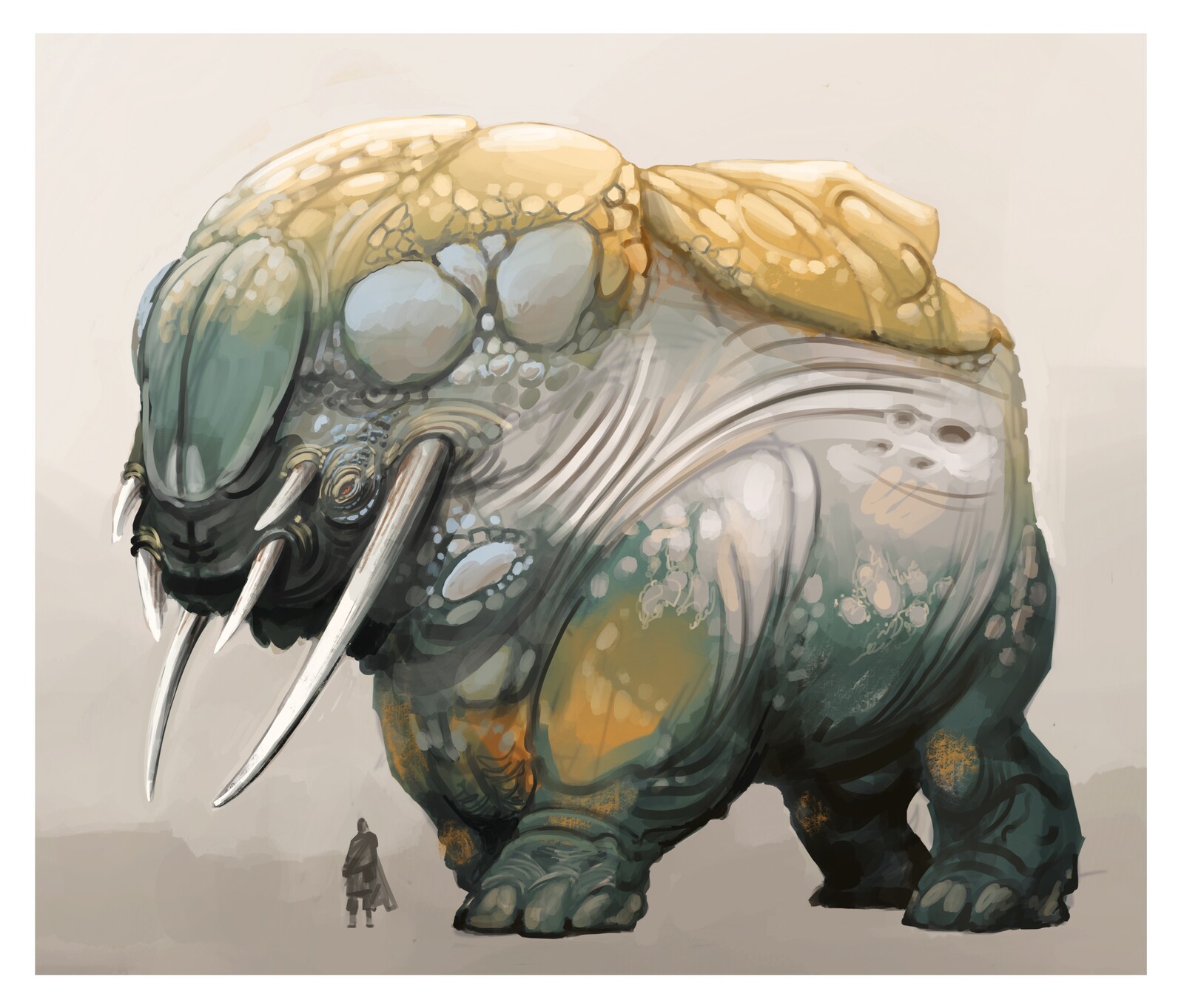 One of several huge creatures used in the Rover City, to mount vast howdahs onto its back, in which people live and work.