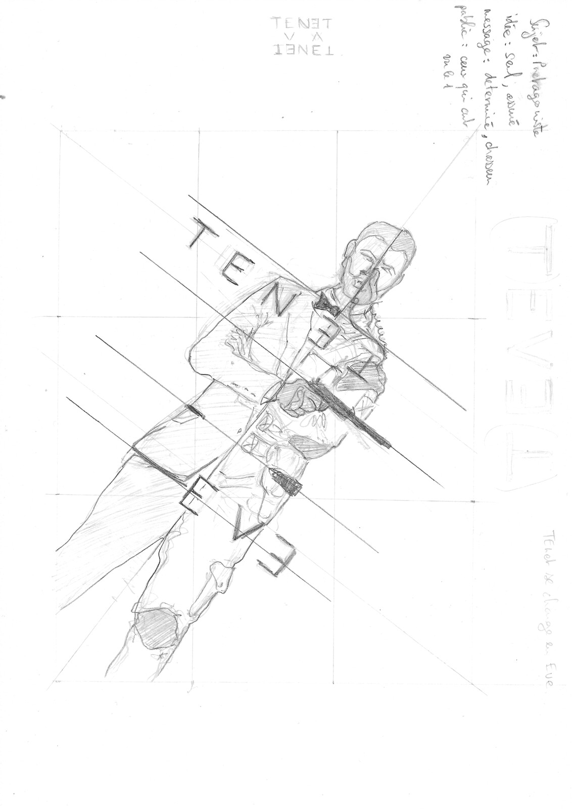 Initial sketch and composition of the poster