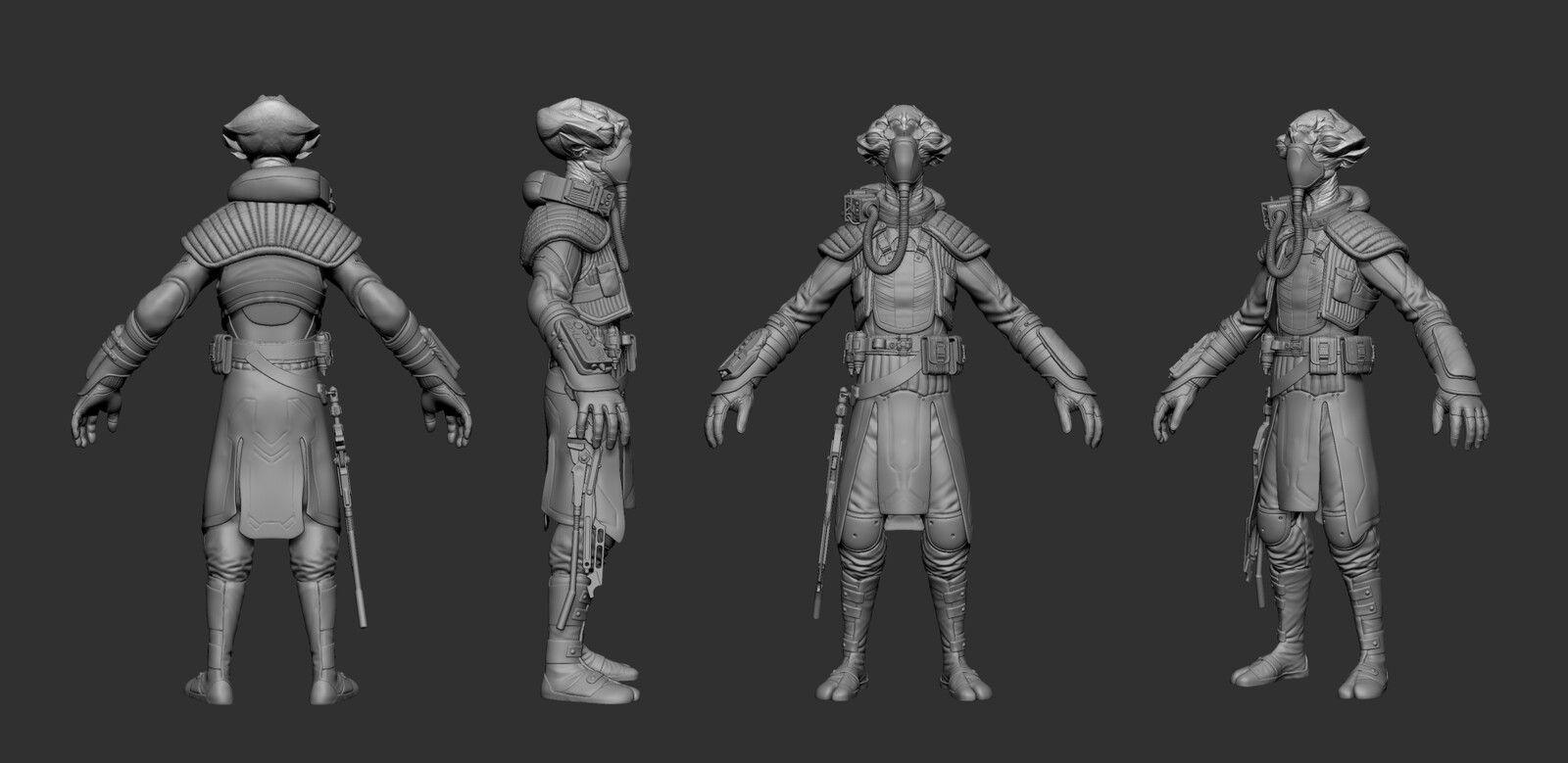 The 3D concept sculpt before detailing and textures