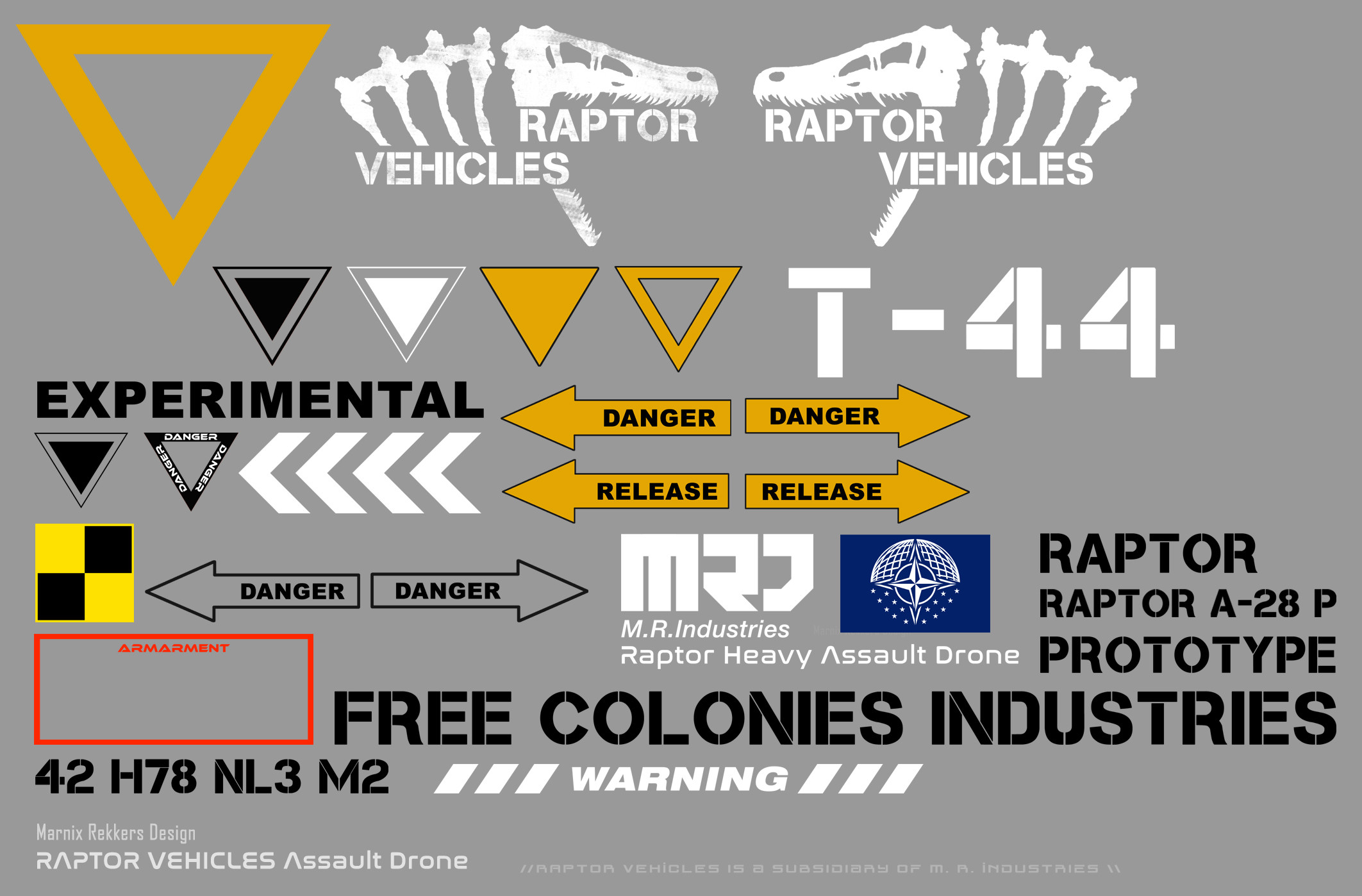 All Decals used on the design