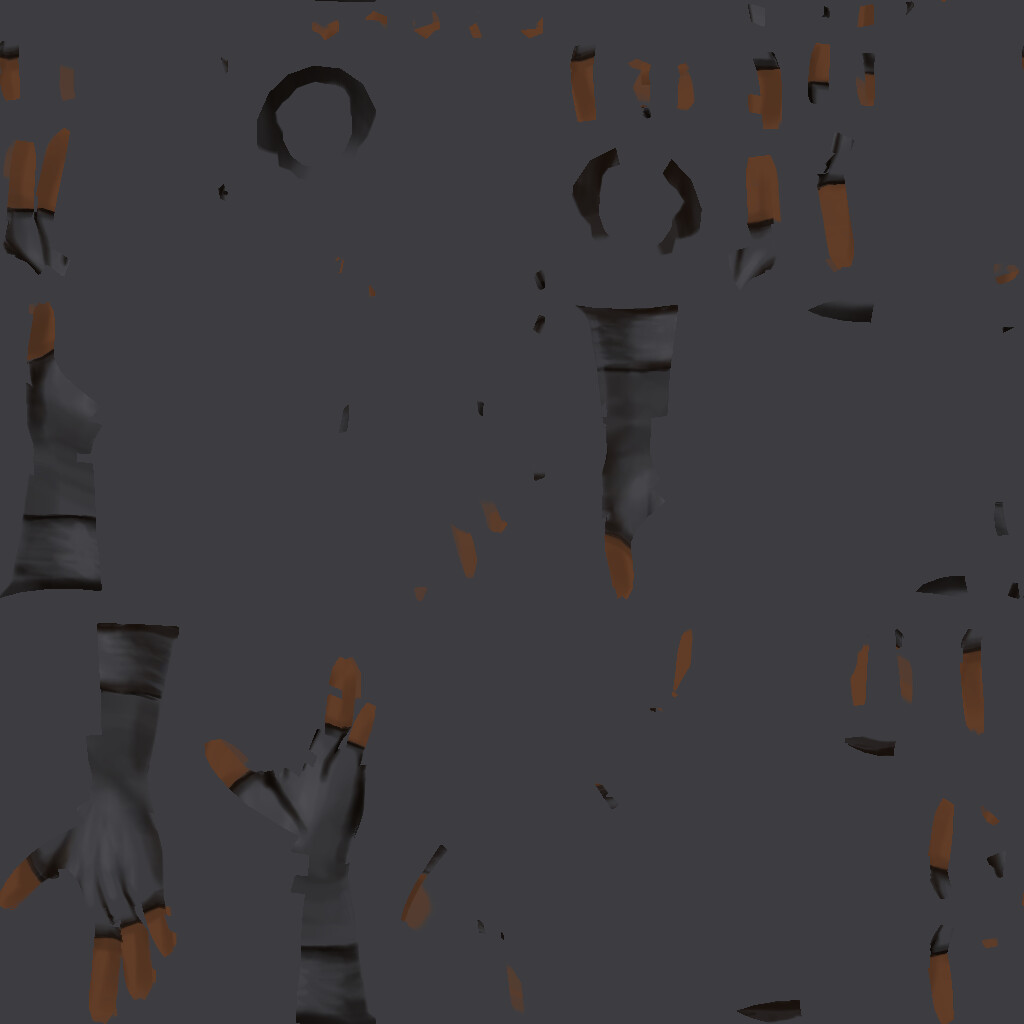 Gloves/Hands: hand-painted texture map