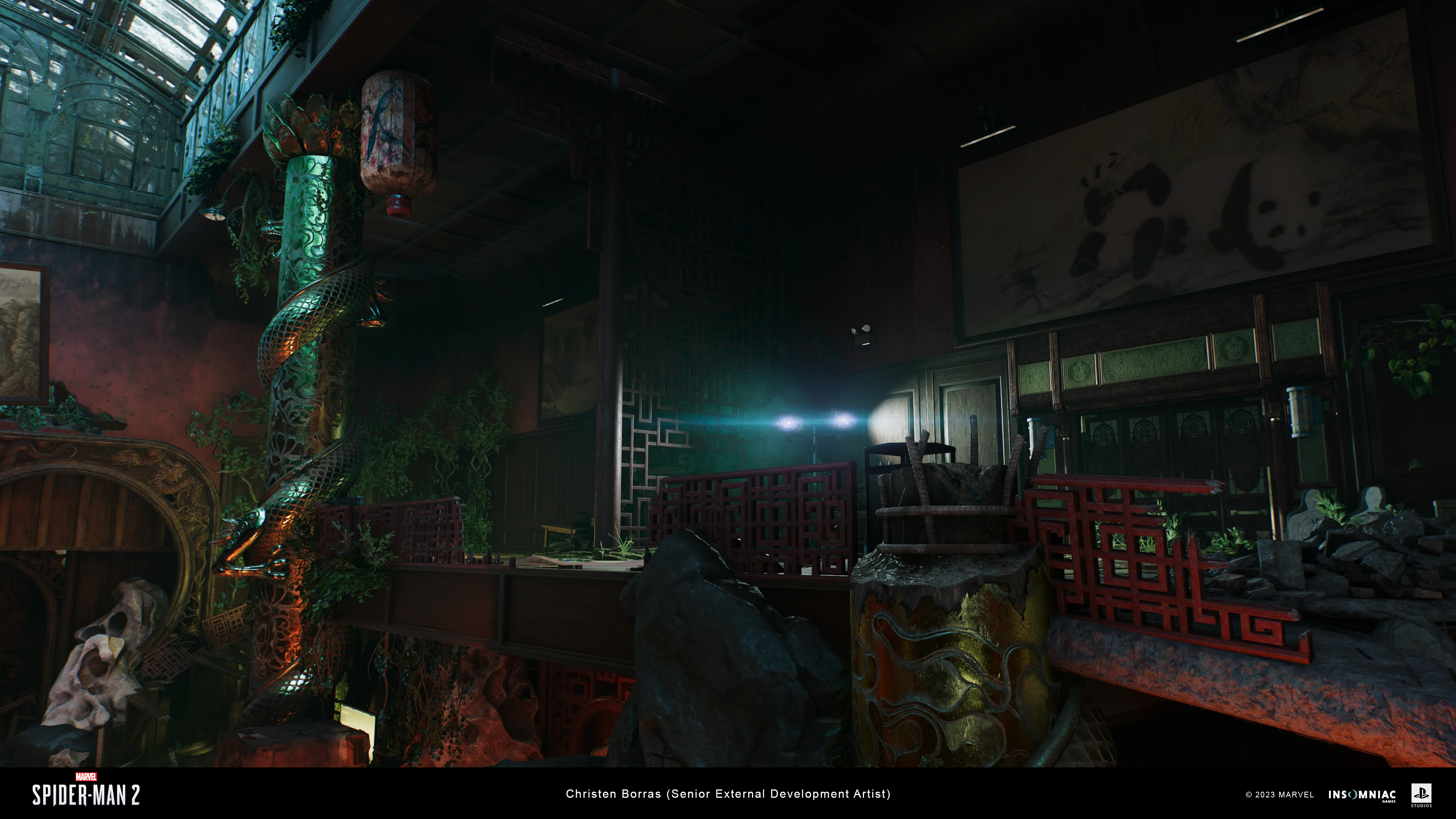 Contributions include the dragon pillars, ceiling, railings and wall dividers