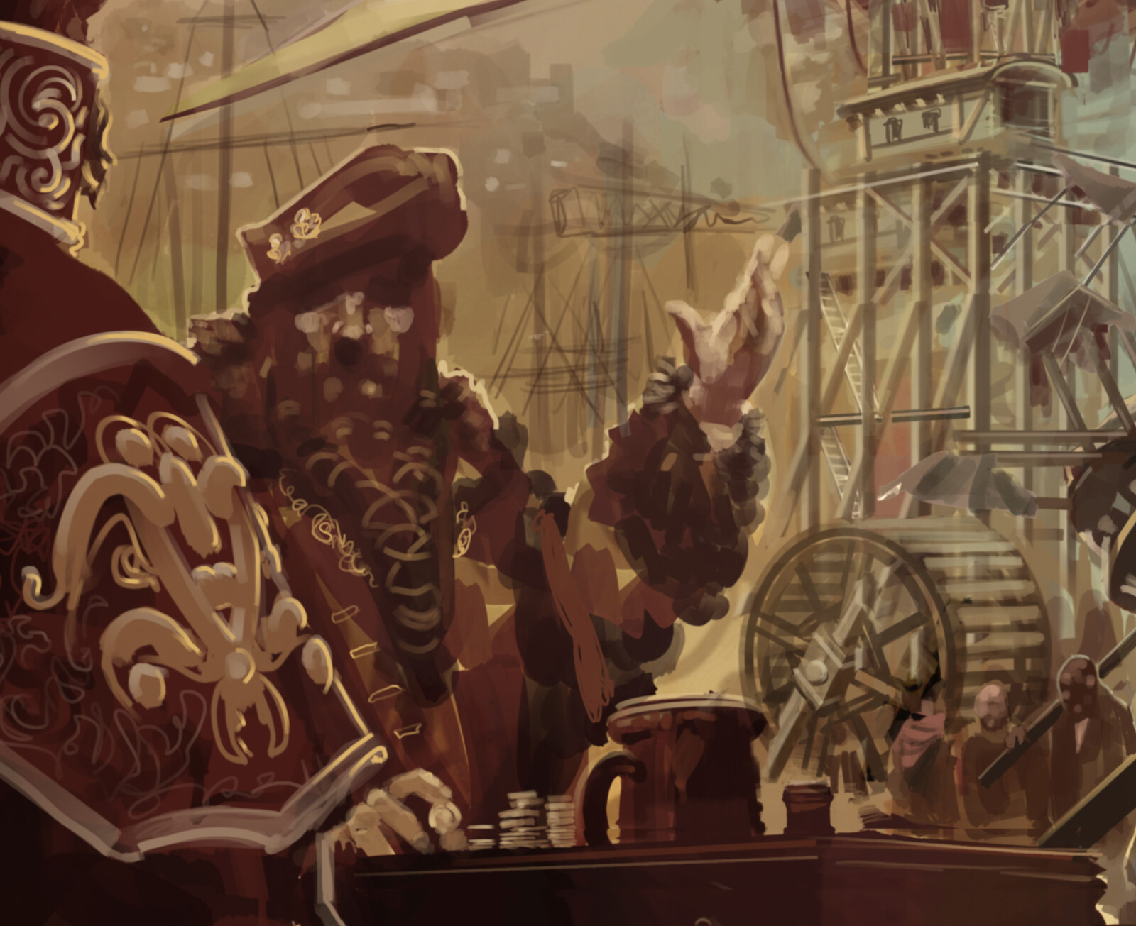 A merchant as his money table…