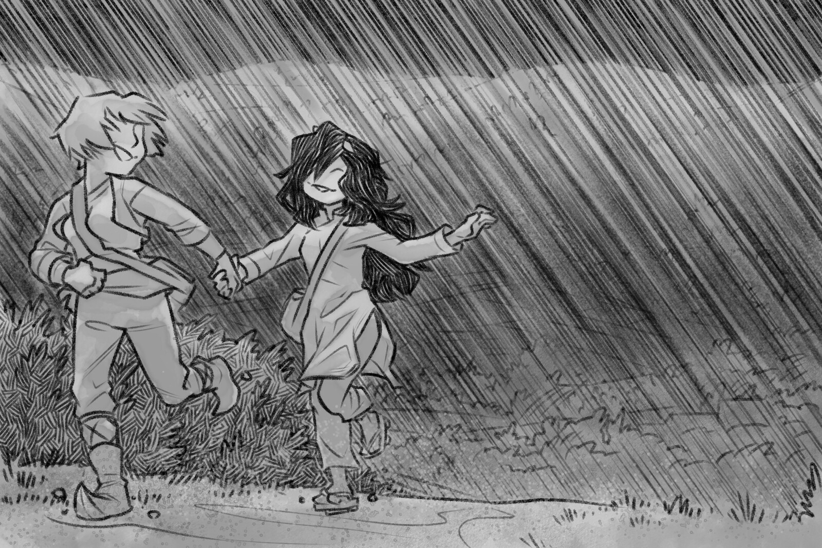 "The road they’re following climbs steadily, rain tapering off as they leave the valley. When they reach the crest of the first hill, they can look back and practically trace the rainstorm’s edge with their fingers..."