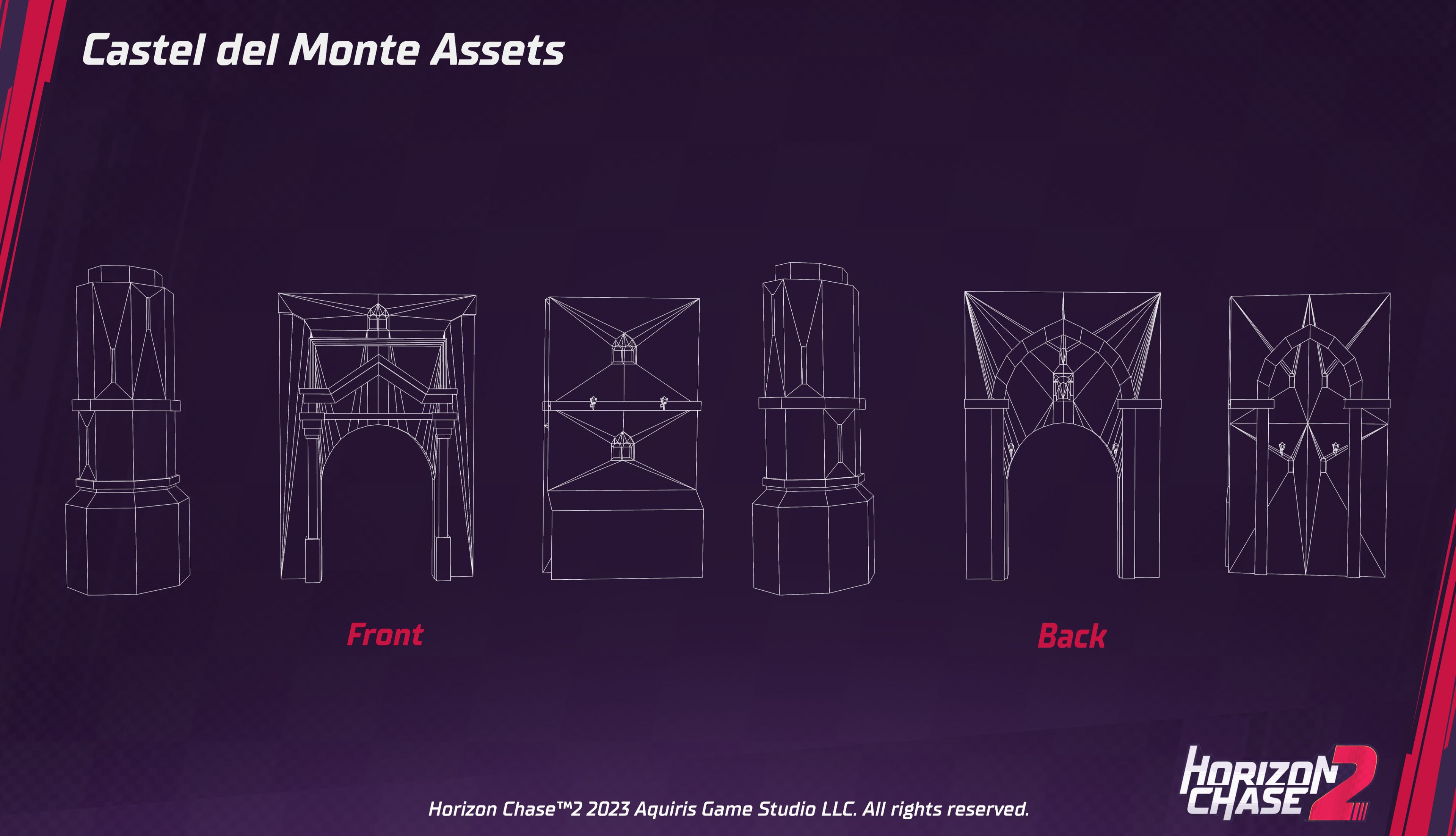 Modular Castle pieces - Wireframe