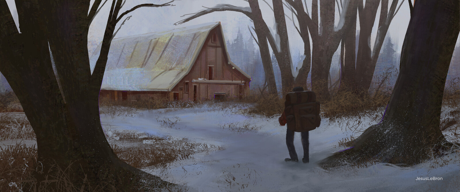 Daily Painting_ Winter Barn