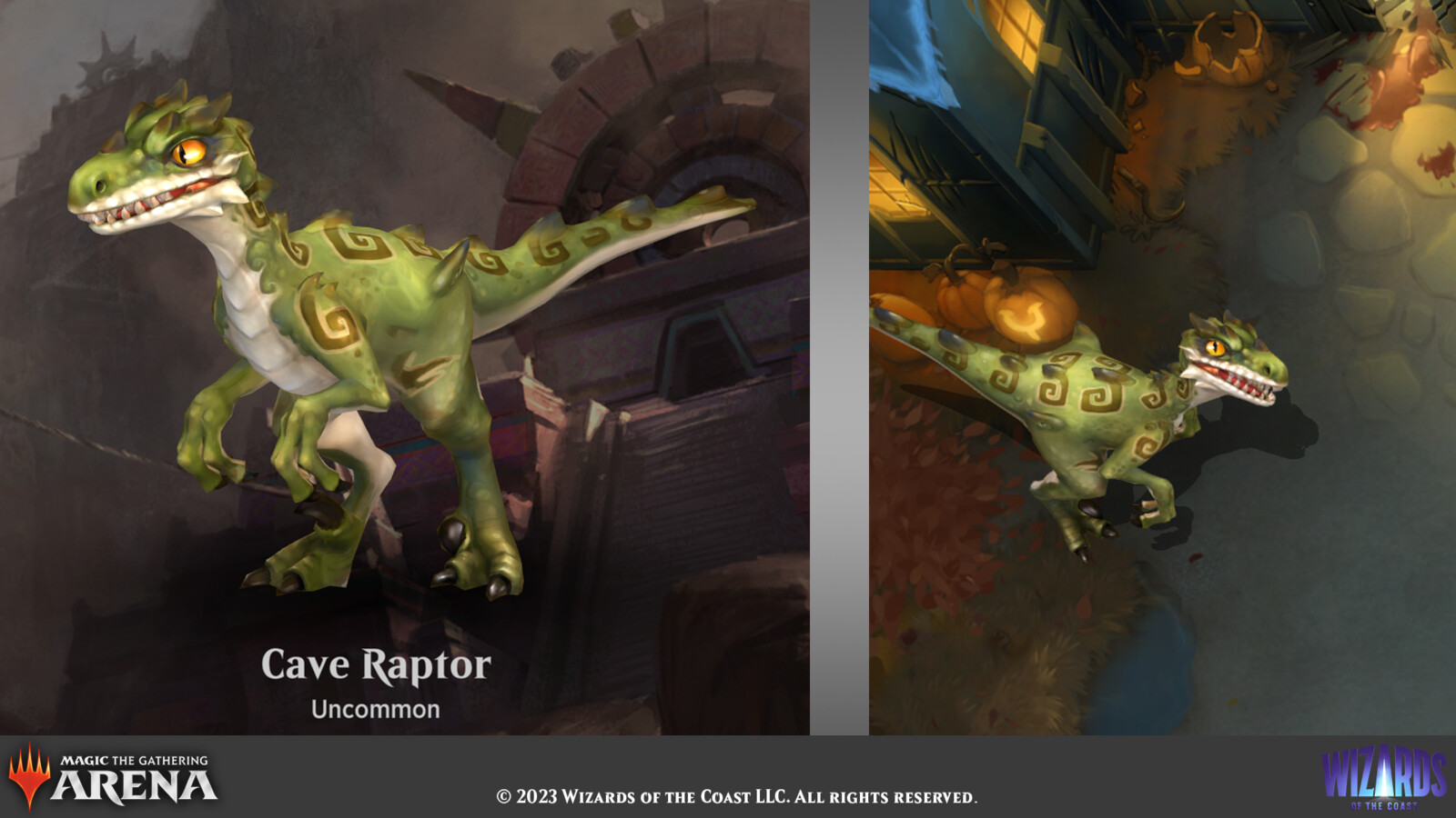 Select companion and game views for the Cave Raptor