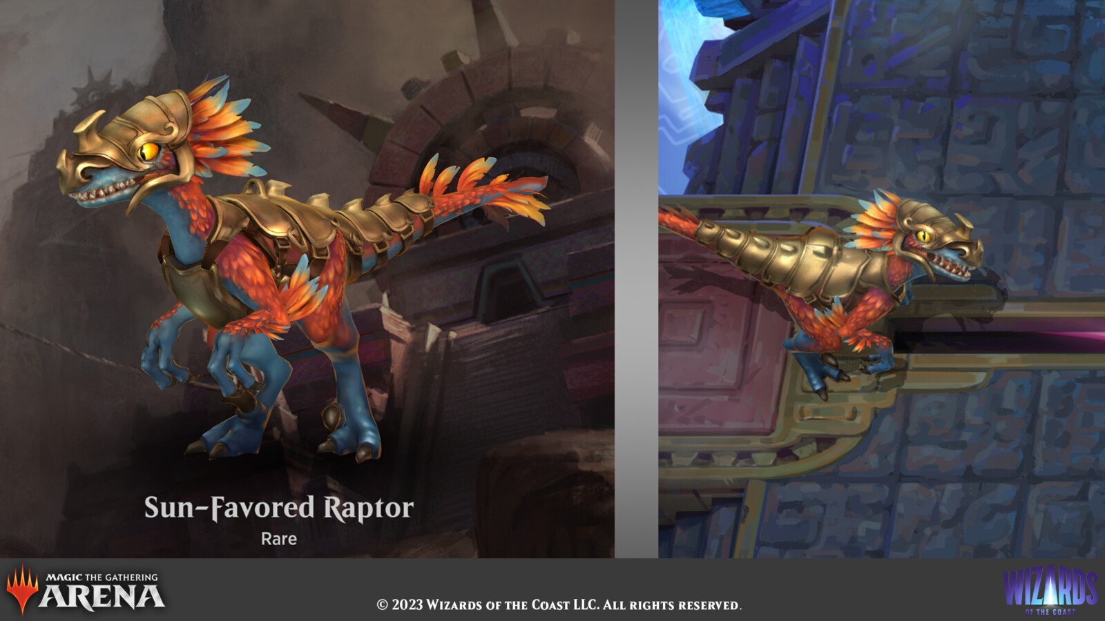 Select companion and game views for the Sun-Favored Raptor