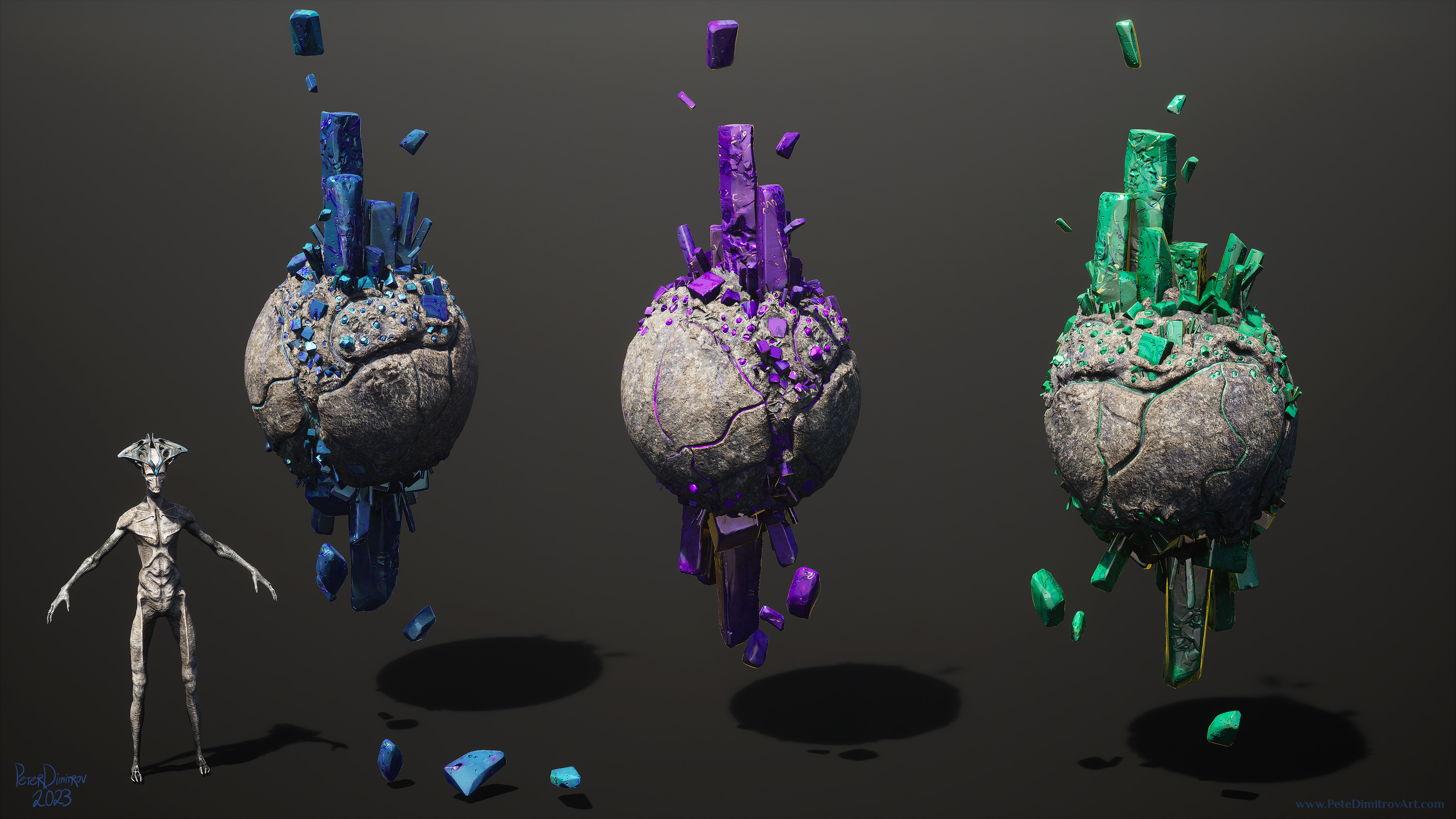 The crystal prop has its own breakdown album. Find it here: https://www.artstation.com/artwork/Ke52ky