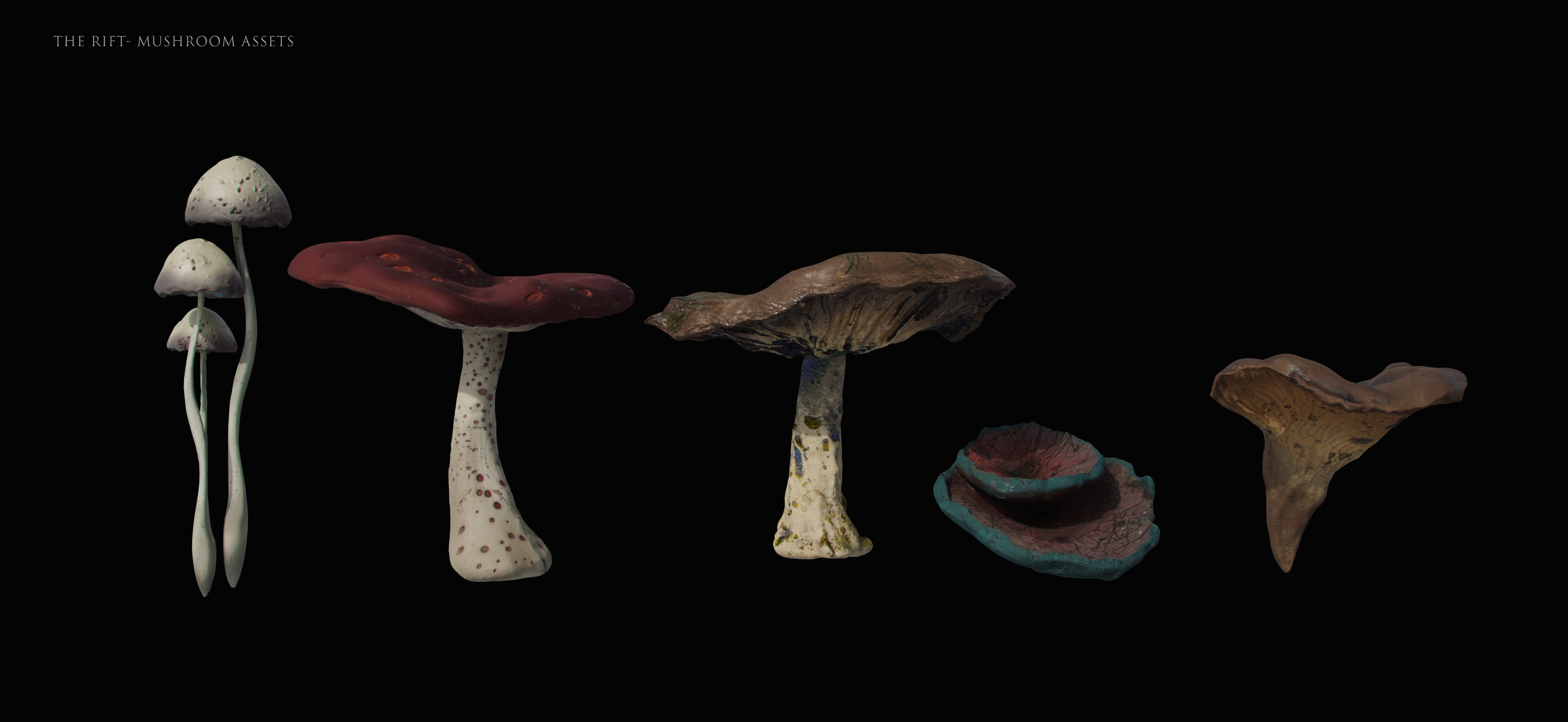 Mushroom assets created with 3D Coat