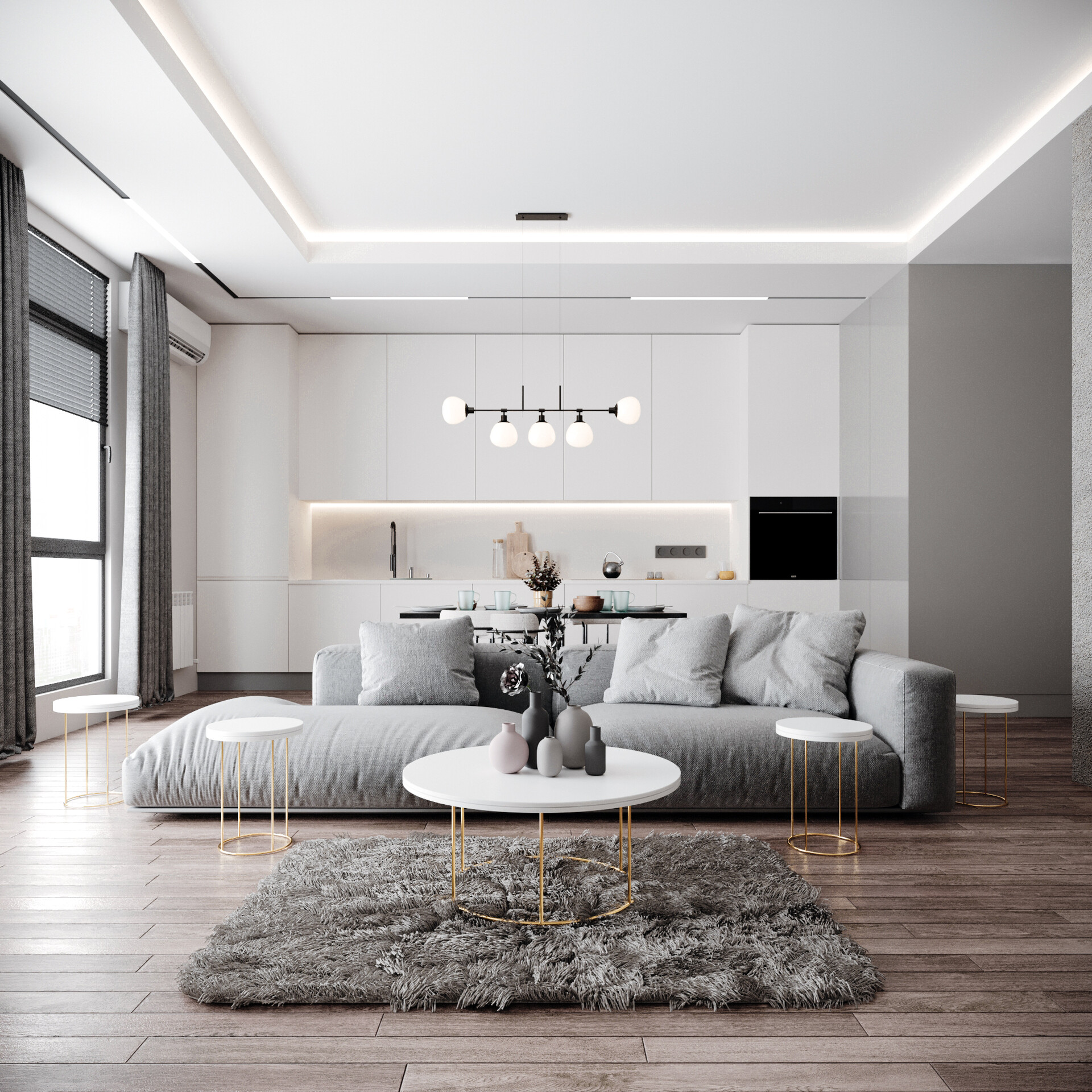 ArtStation - Round white & Gold coffee table render in an interior for ...