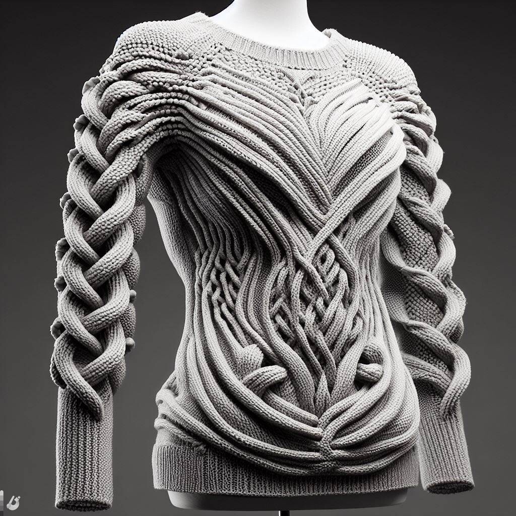 Développement produit maille. Exploration de torsades et de reliéfés. Technologie de tricotage 3D